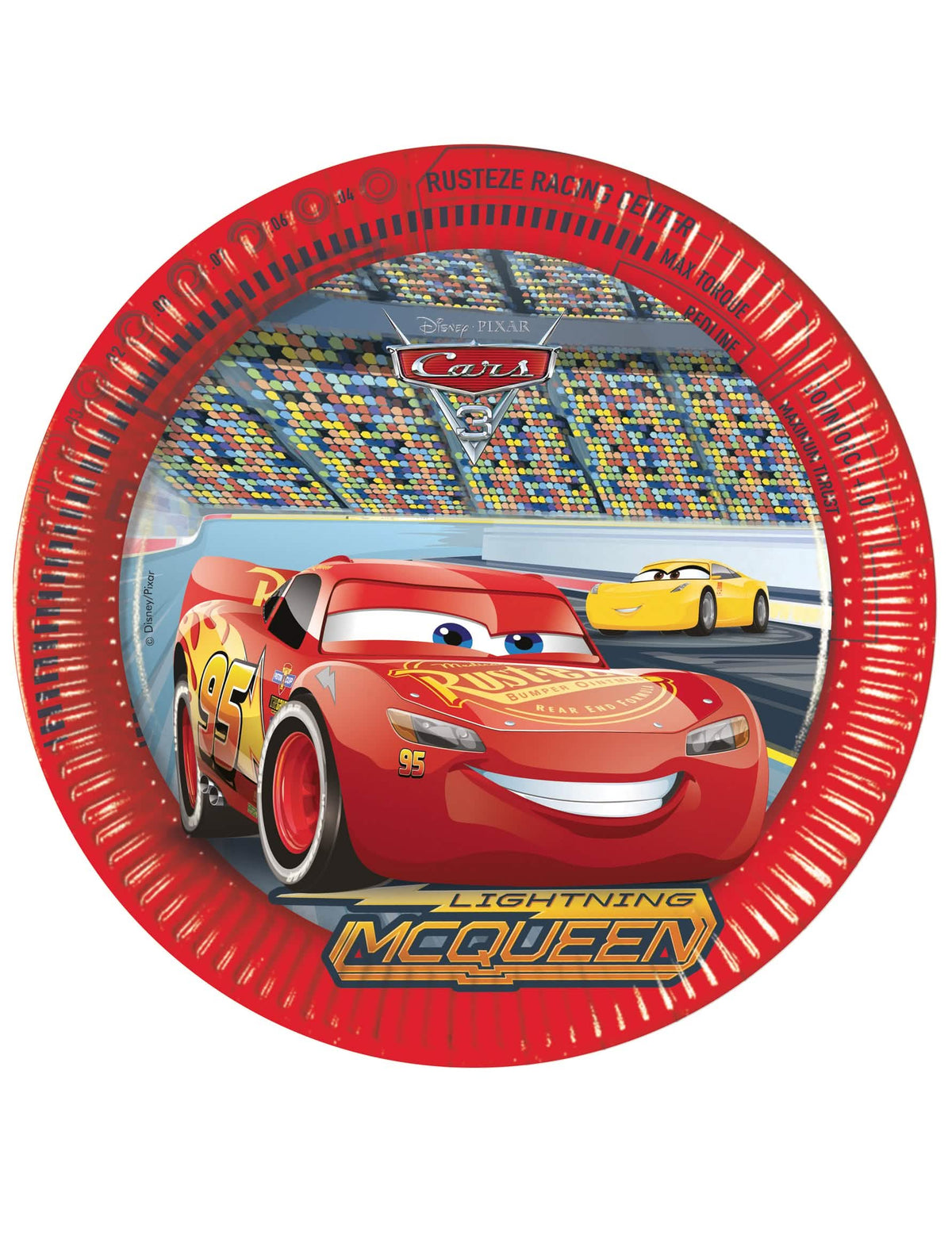 Kartonski tanjuri Cars 3 za dijete crveni s Flash McQueenom