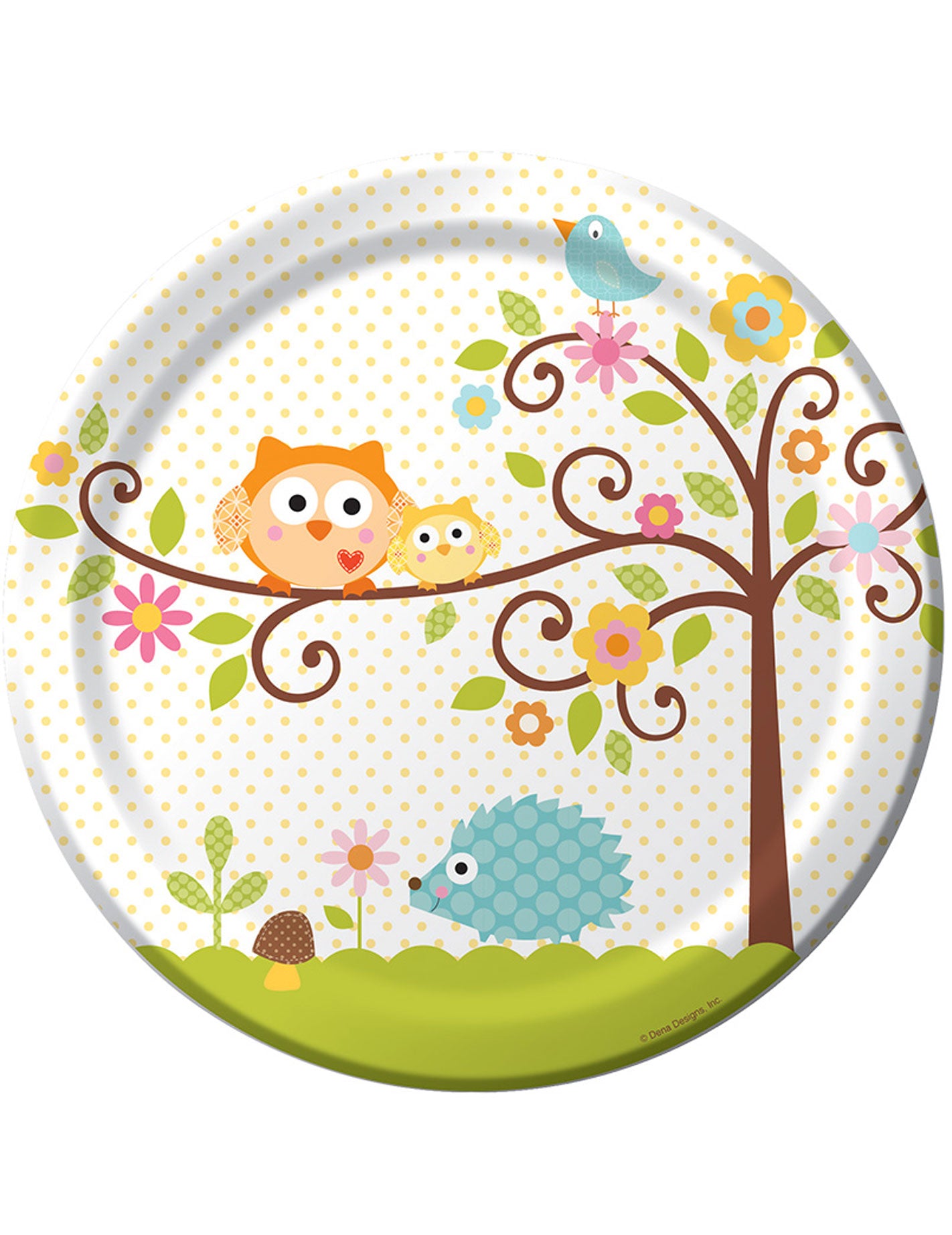 8 papirnatih tanjura mali sove 22 cm za rođendan