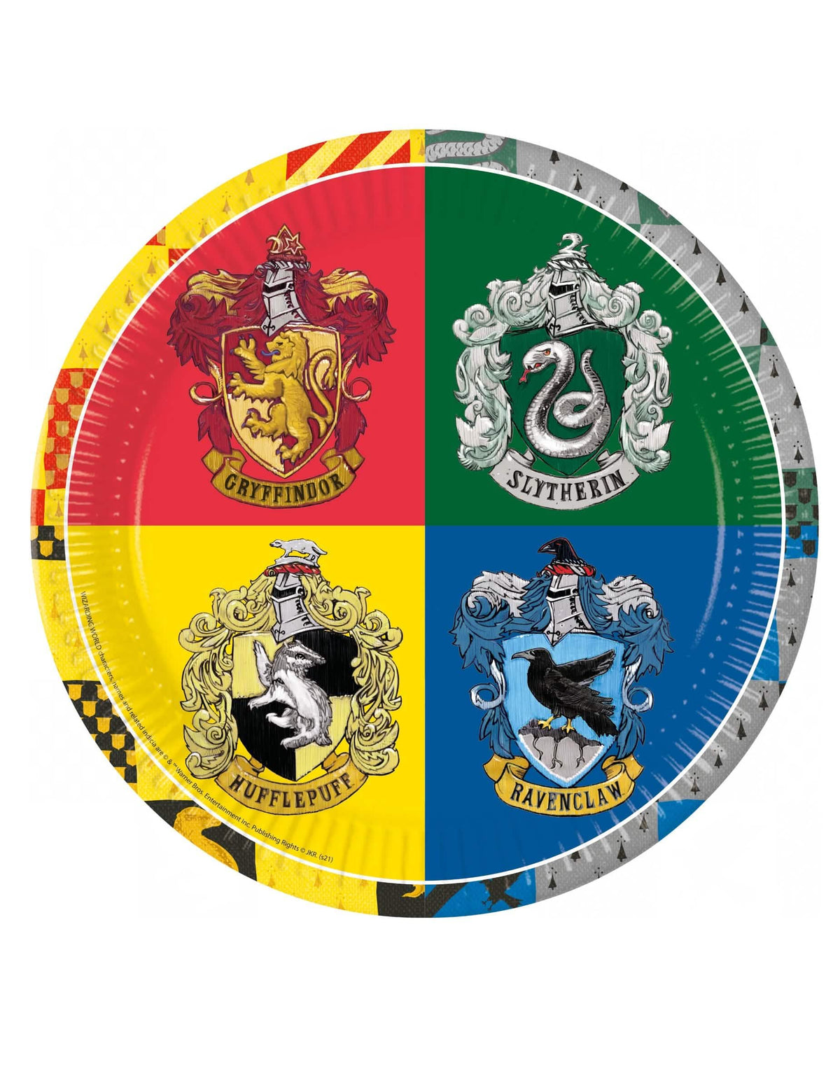 Kartonski tanjuri Poudlard Harry Potter za zabavu, šareni s grbovima 4 kuća