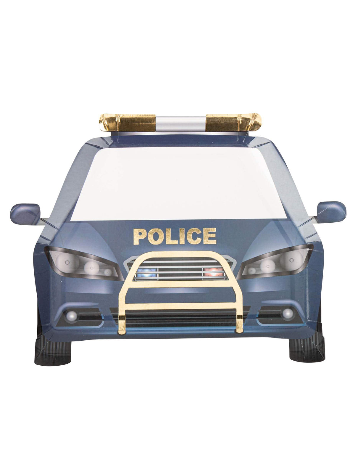 Assiettes en carton police marine et or en forme de voiture