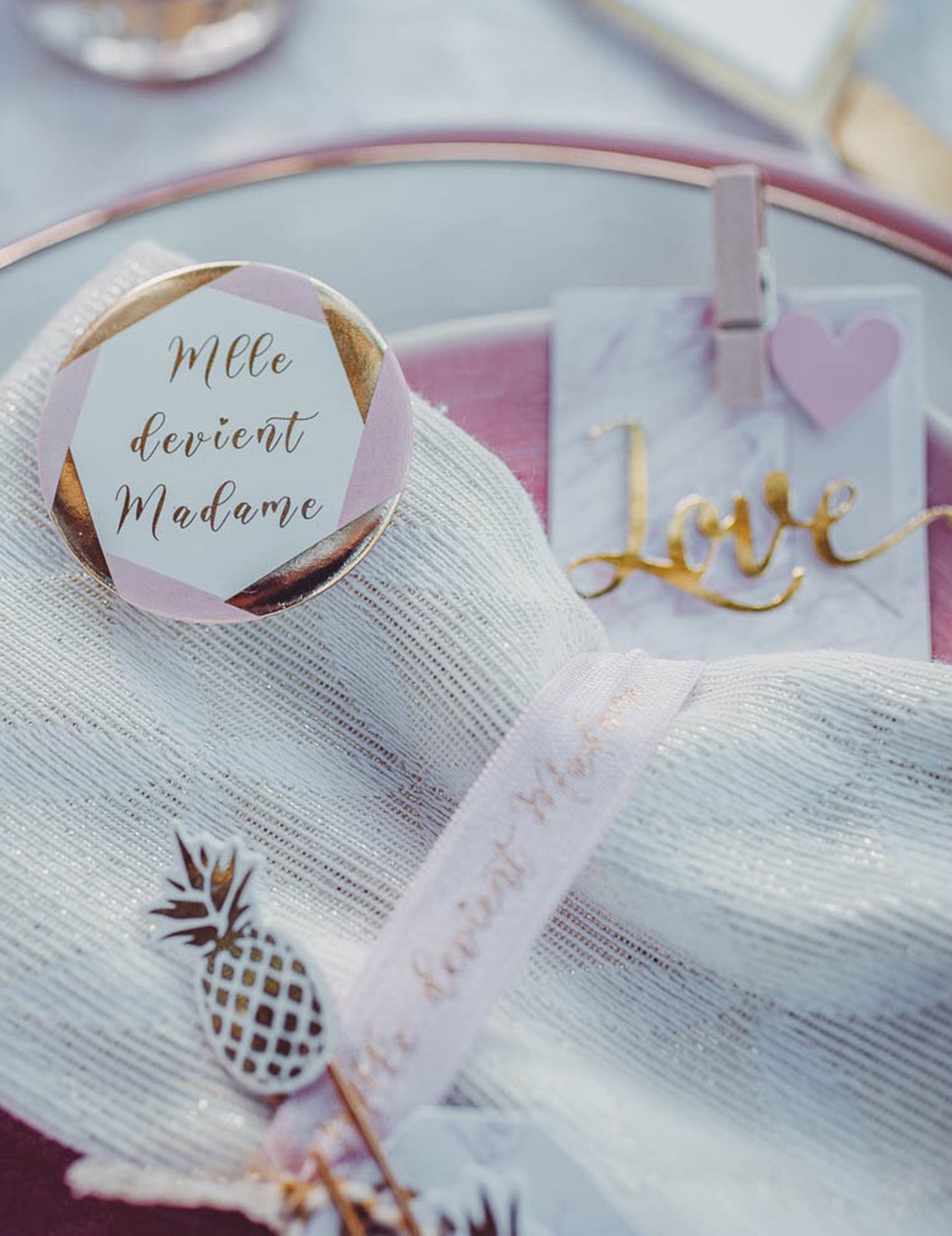 8 znakova Miss postaje madame ružičasto i zlato evjf 5 cm