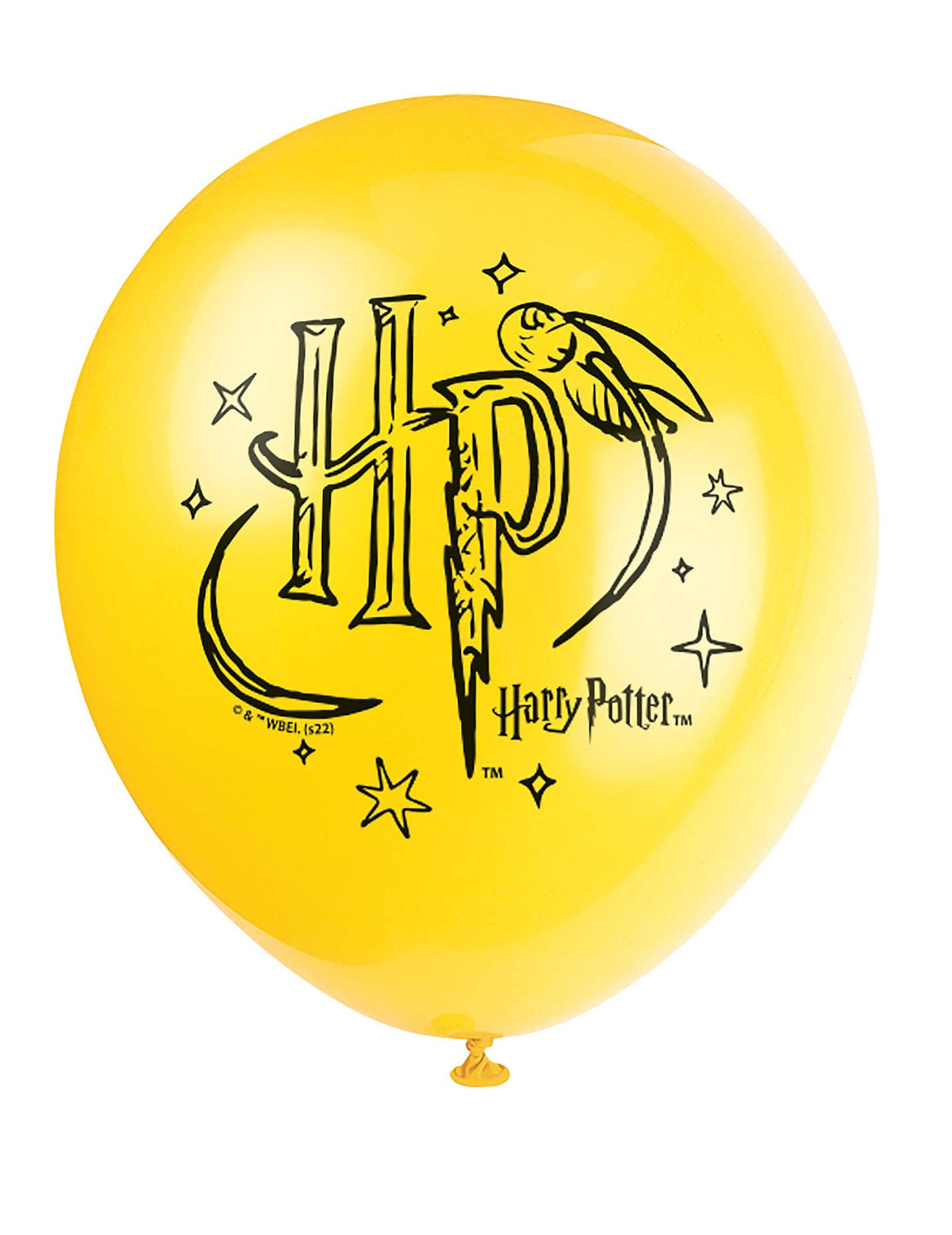 Krupni plan na žuti balon od lateks balona Harry Potter