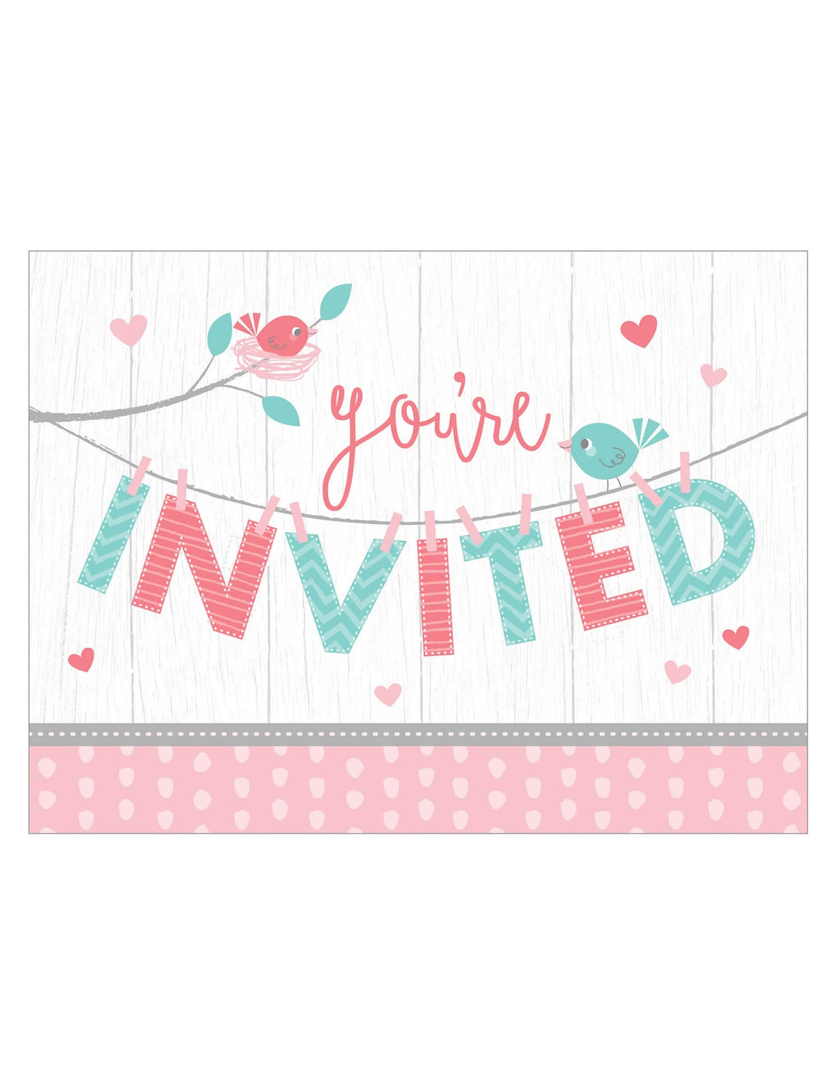Kartoni za pozivnice hello baby za baby shower, roza i plava s pticama i srcima