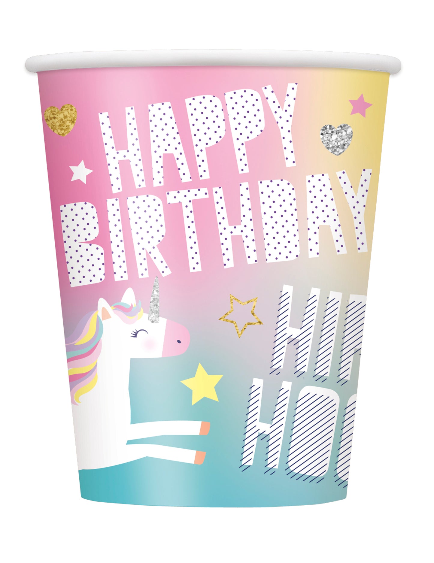 8 kartonskih čaša happy birthday unicorn party 270 ml za zabavu