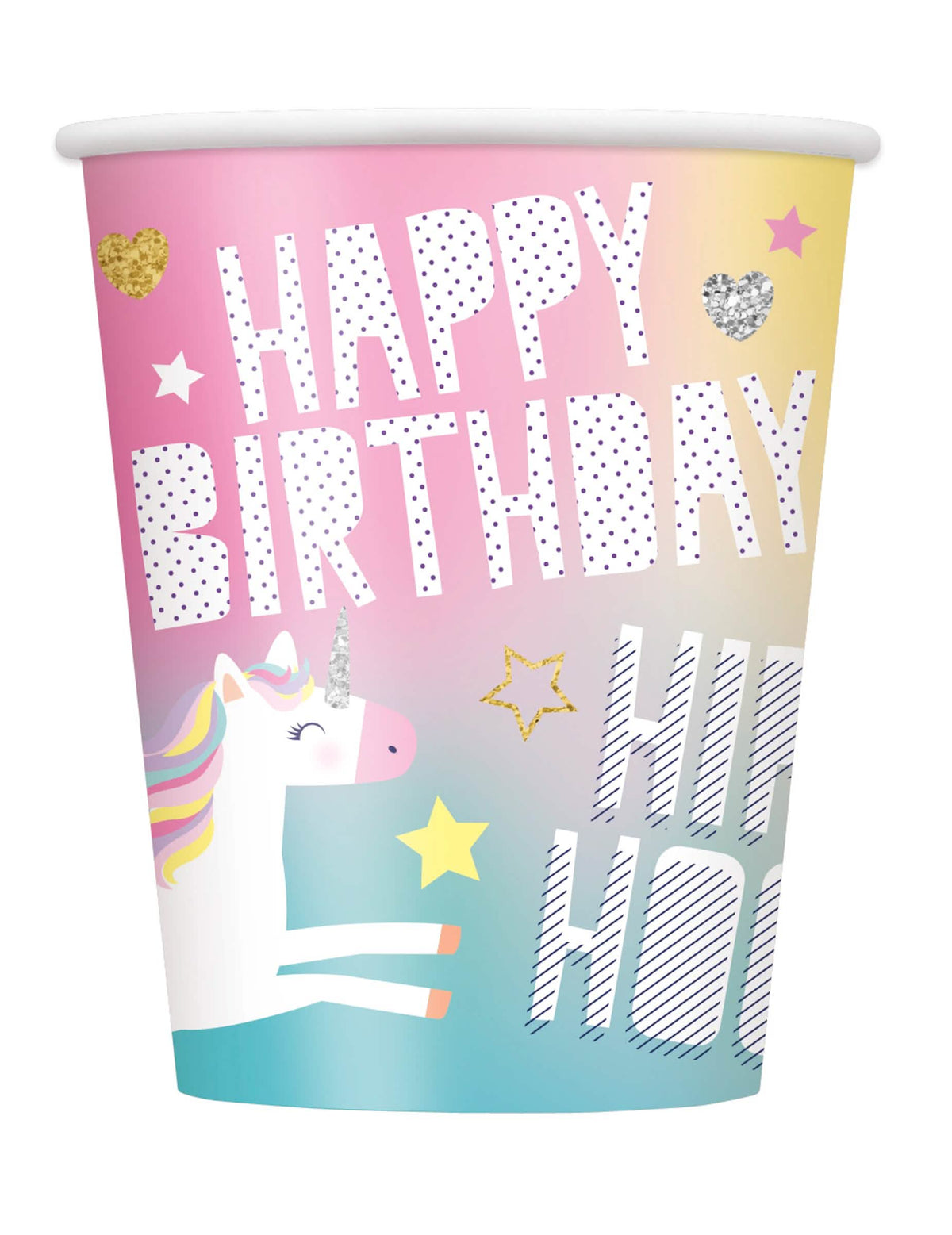 Papirnate čaše Happy Birthday jednorozi za višebojno proslavu u pastelnim tonovima