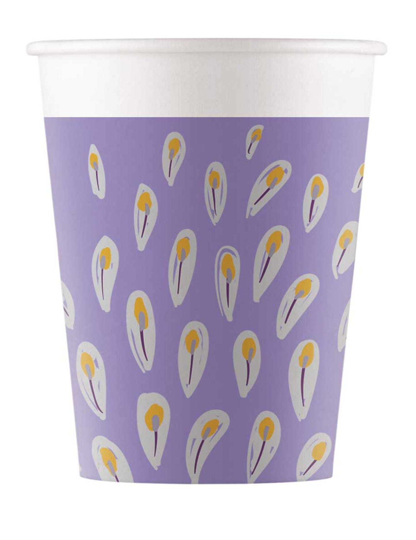 8 metalnih kartonskih čaša s uzorkom pauna, 200 ml, ljubičaste