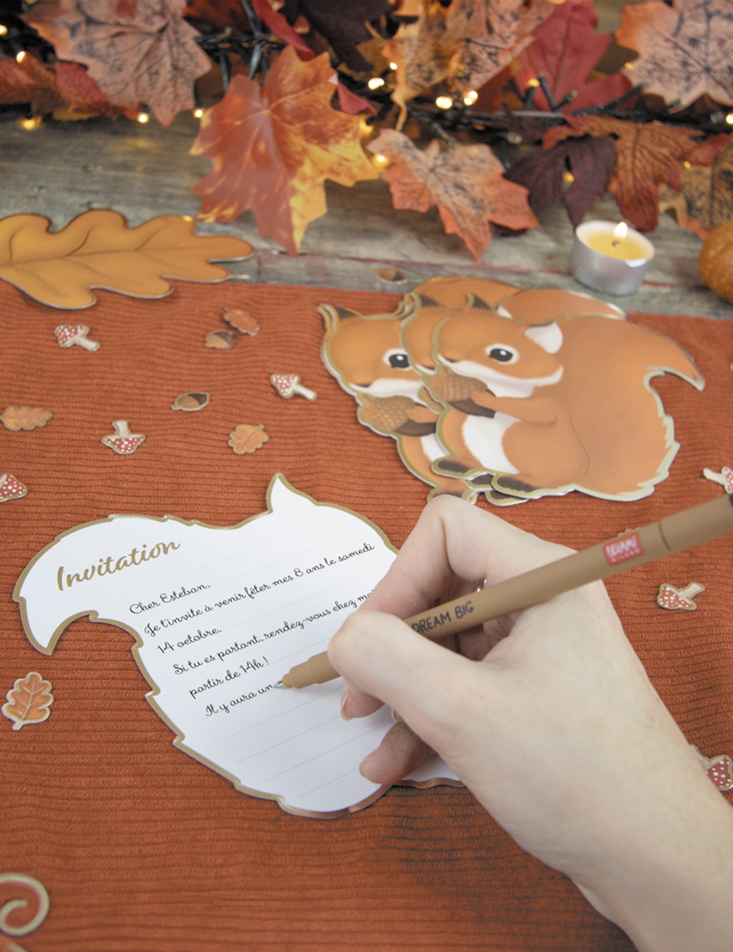 8 pozivnica s motivom šumskih vjeverica 14 x 13 cm životinje iz šume