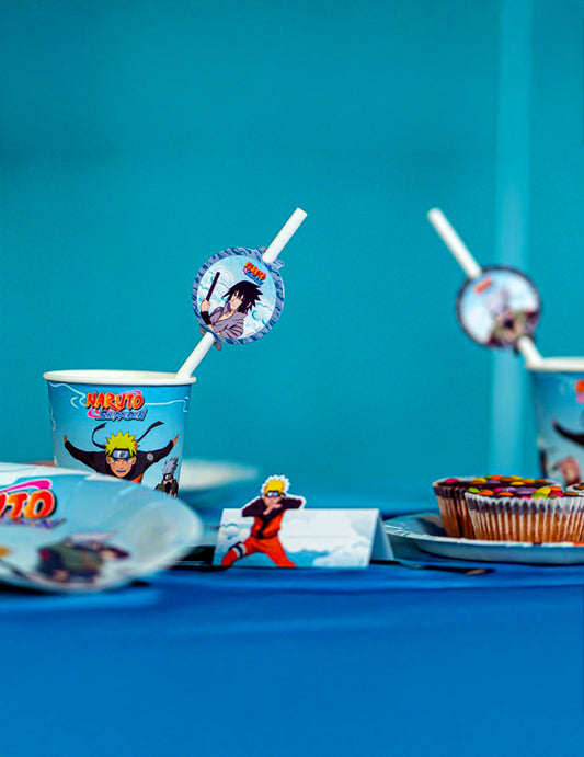 8 papirnatih slamki 19,6 cm i medaljoni 4,8 x 6,3 cm Naruto Shippuden™