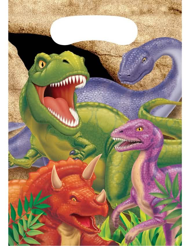 plastične poklon vrećice Dinosauri za rođendan u više boja