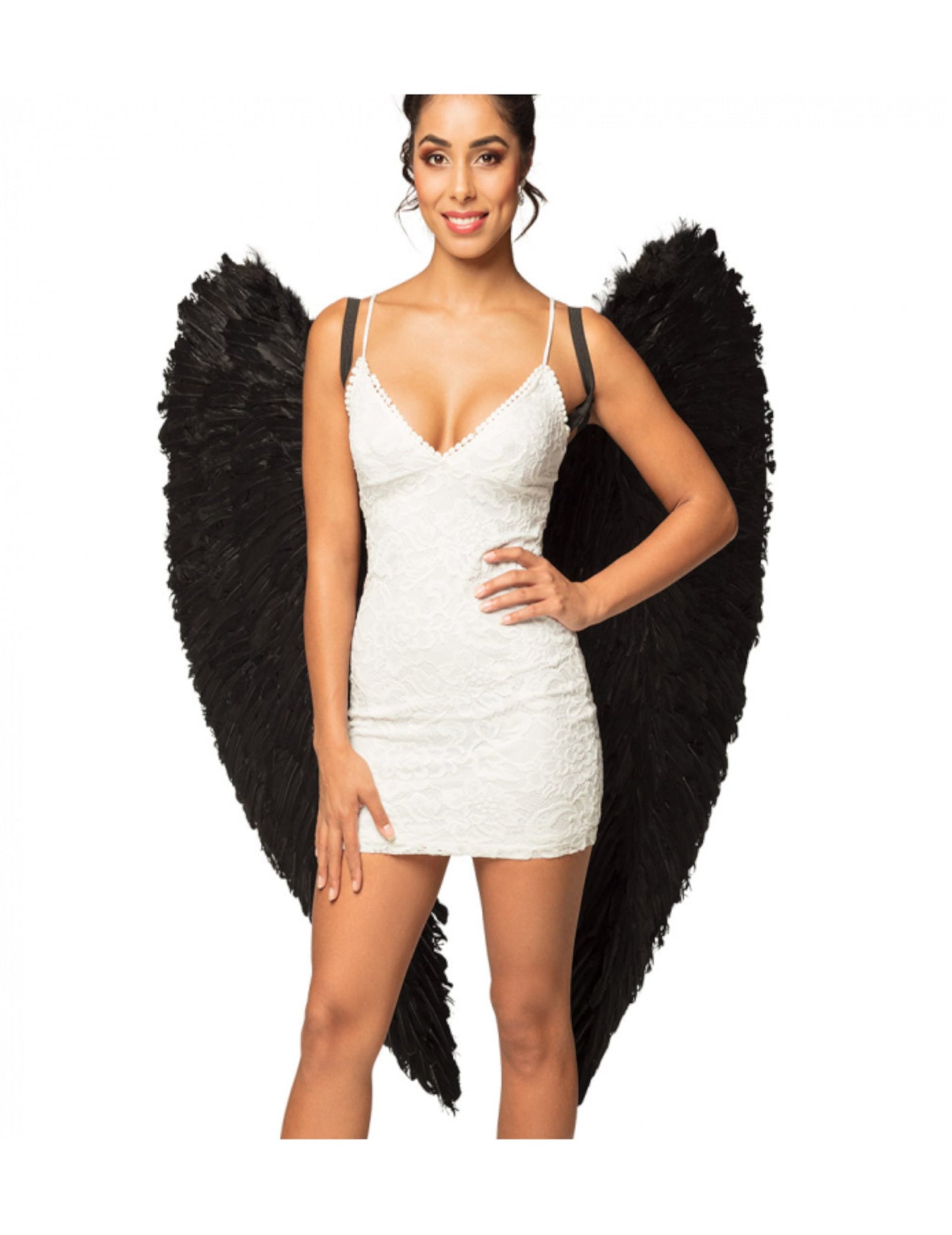 Divovska crna pernata krila 120 x 120 cm odrasla osoba