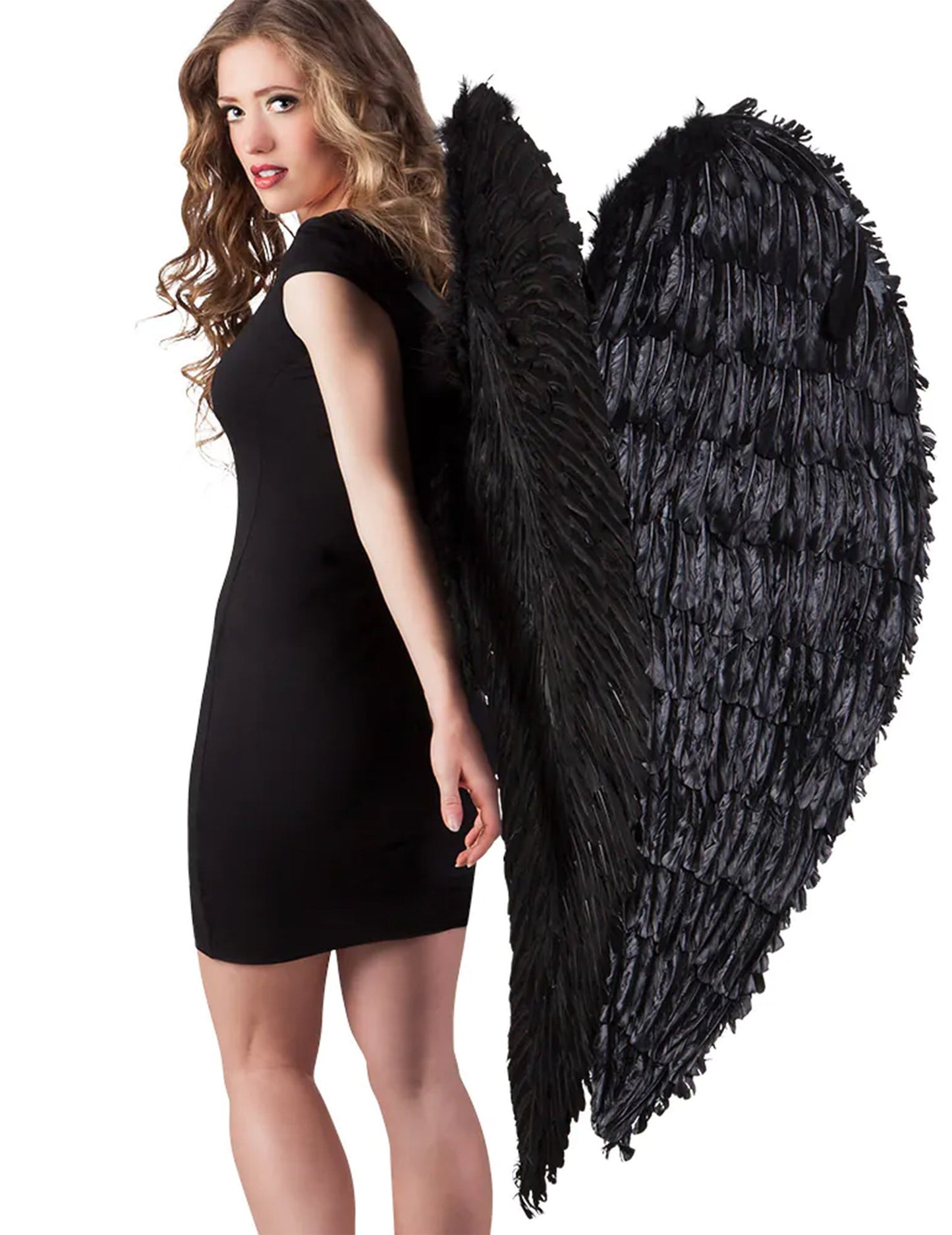 Divovska crna pernata krila 120 x 120 cm odrasla osoba
