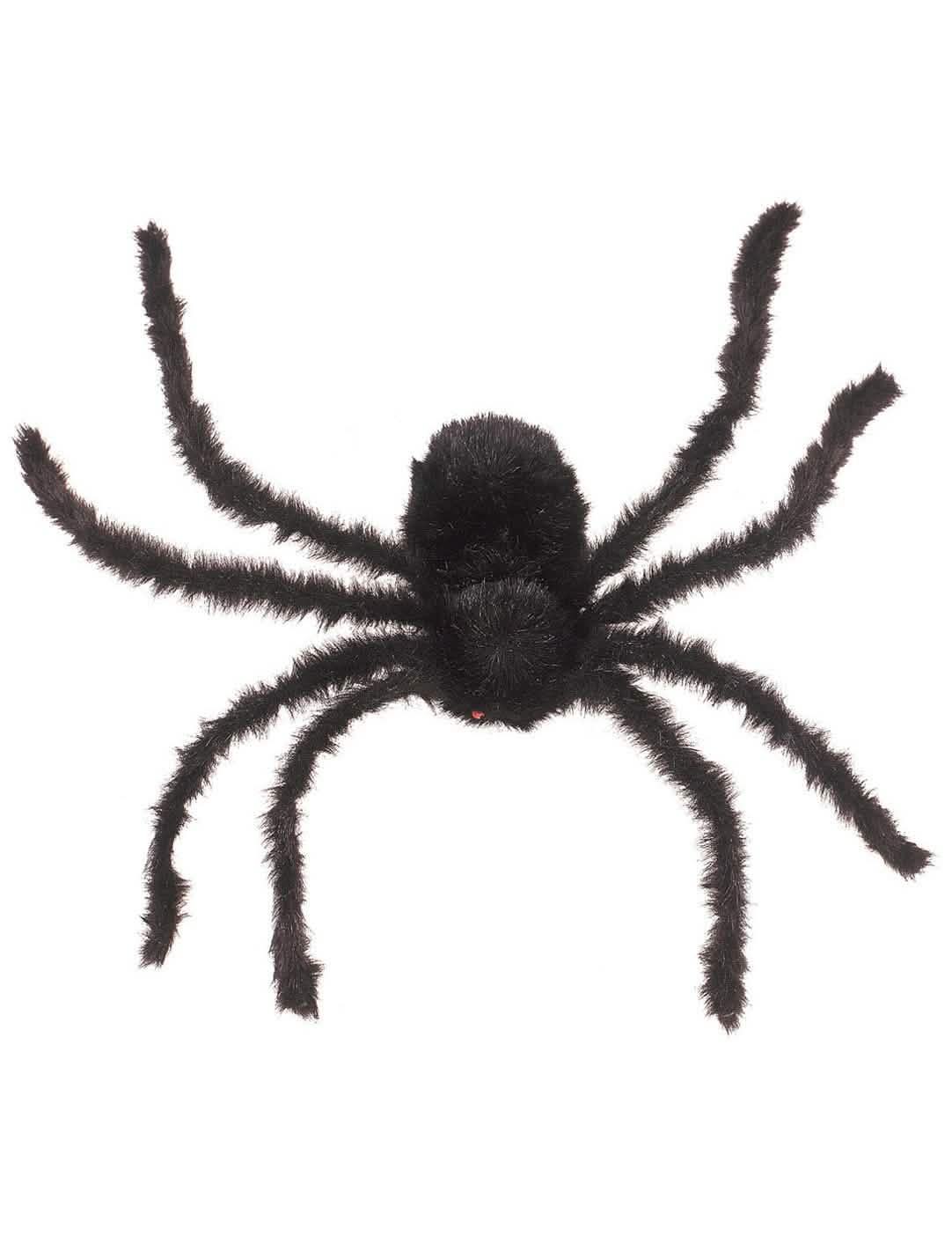 Velika savitljiva halloween paukova za dekoraciju, crna i dlakava