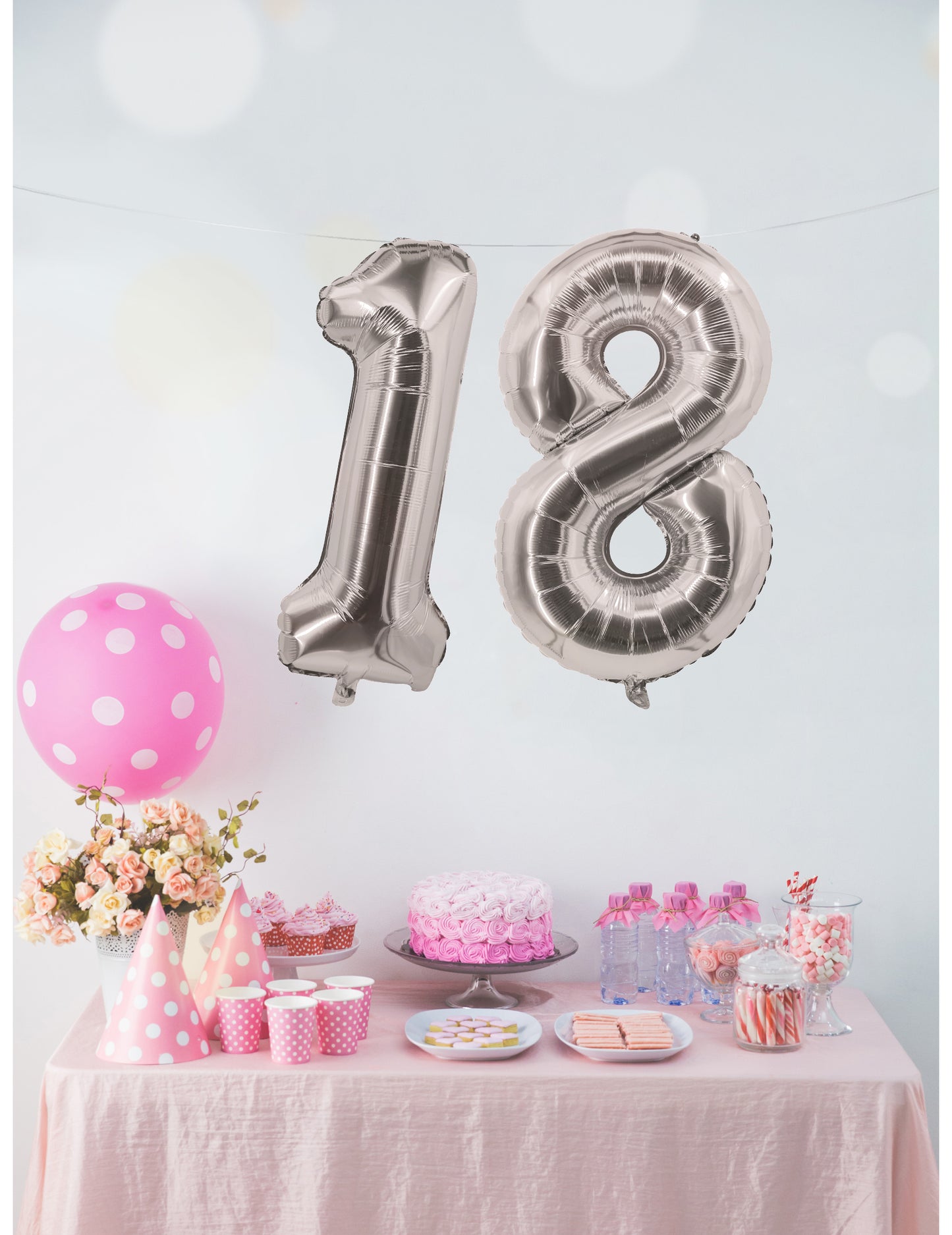 Aluminijski balon srebrni slika 85 cm