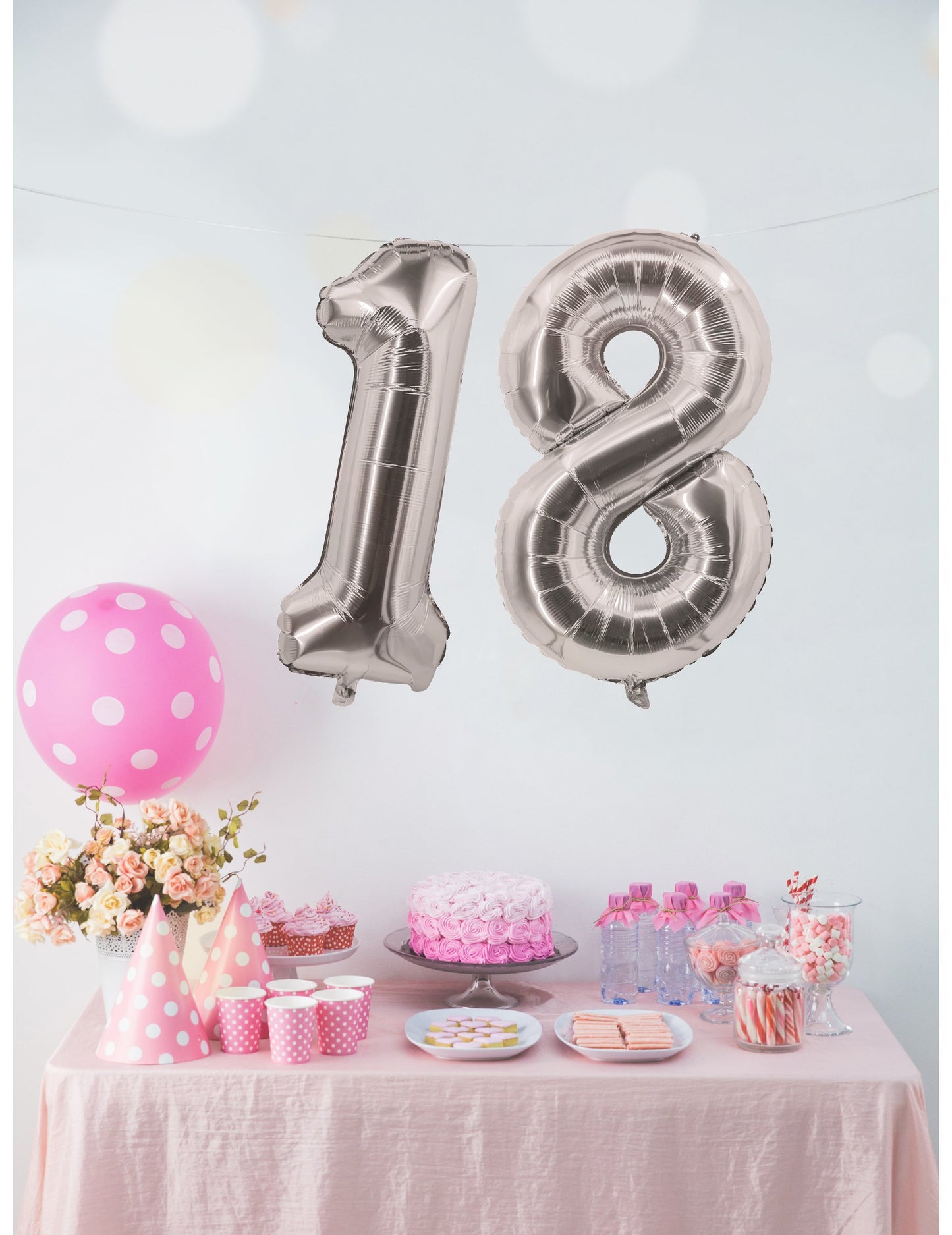 Aluminijski balon srebrni slika 85 cm