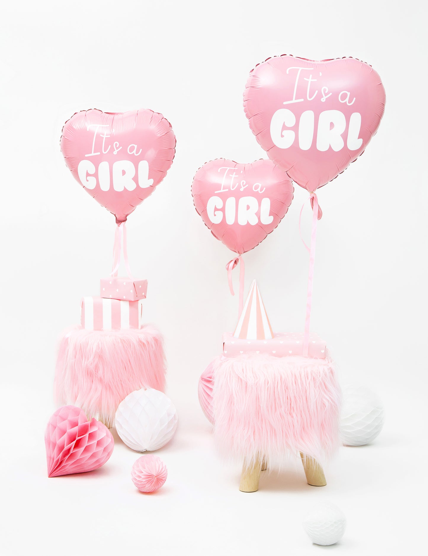 Ružičasti folijski balon u obliku srca, djevojčica 45 cm za baby shower