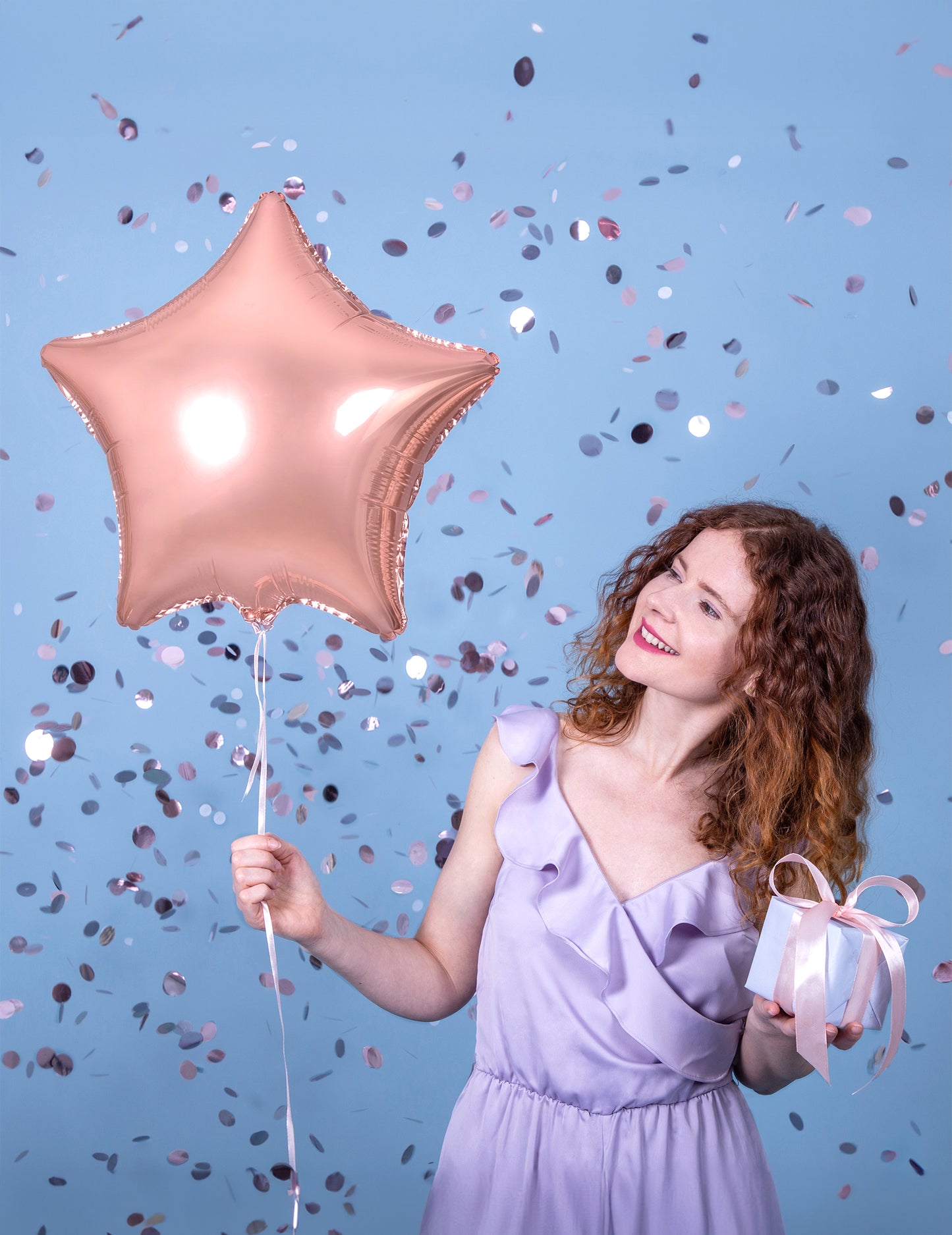 Aluminijski balon ruža zvjezdani zlatni metalik 48 cm