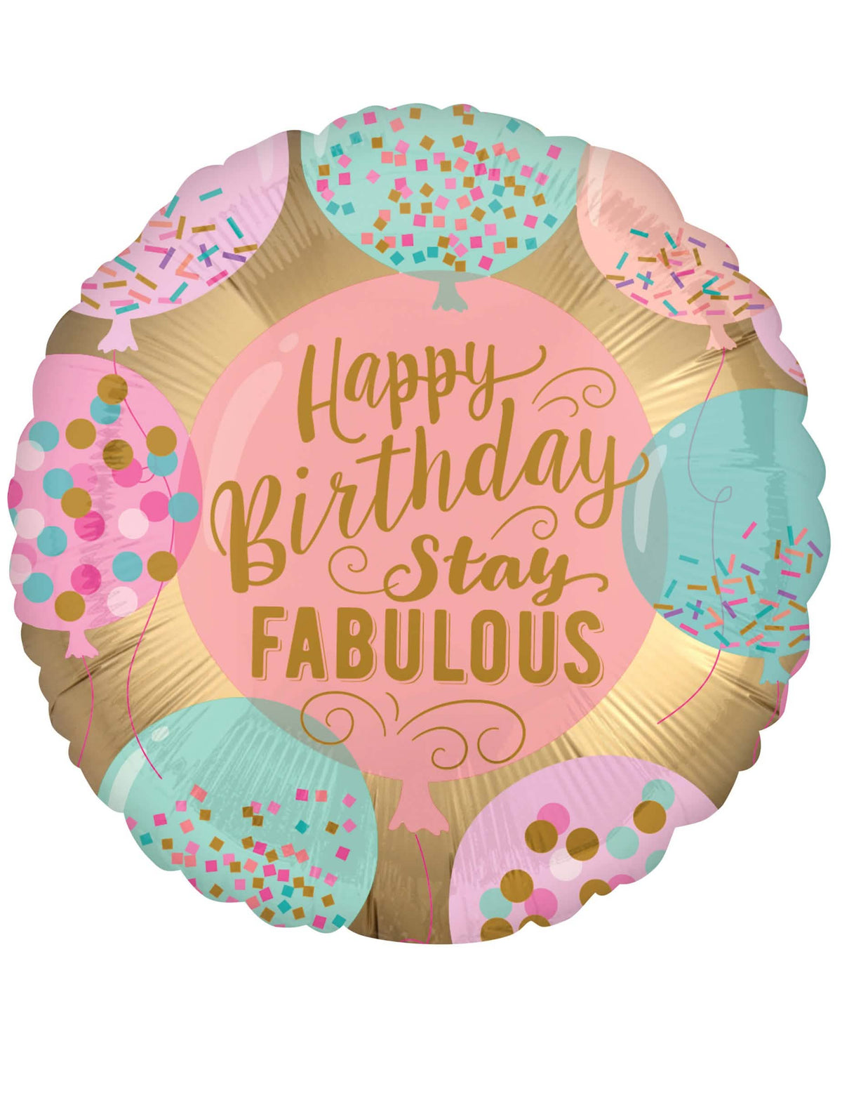 Balon od aluminija Happy Birthday za rođendan roza i zlatna Stay Fabulous