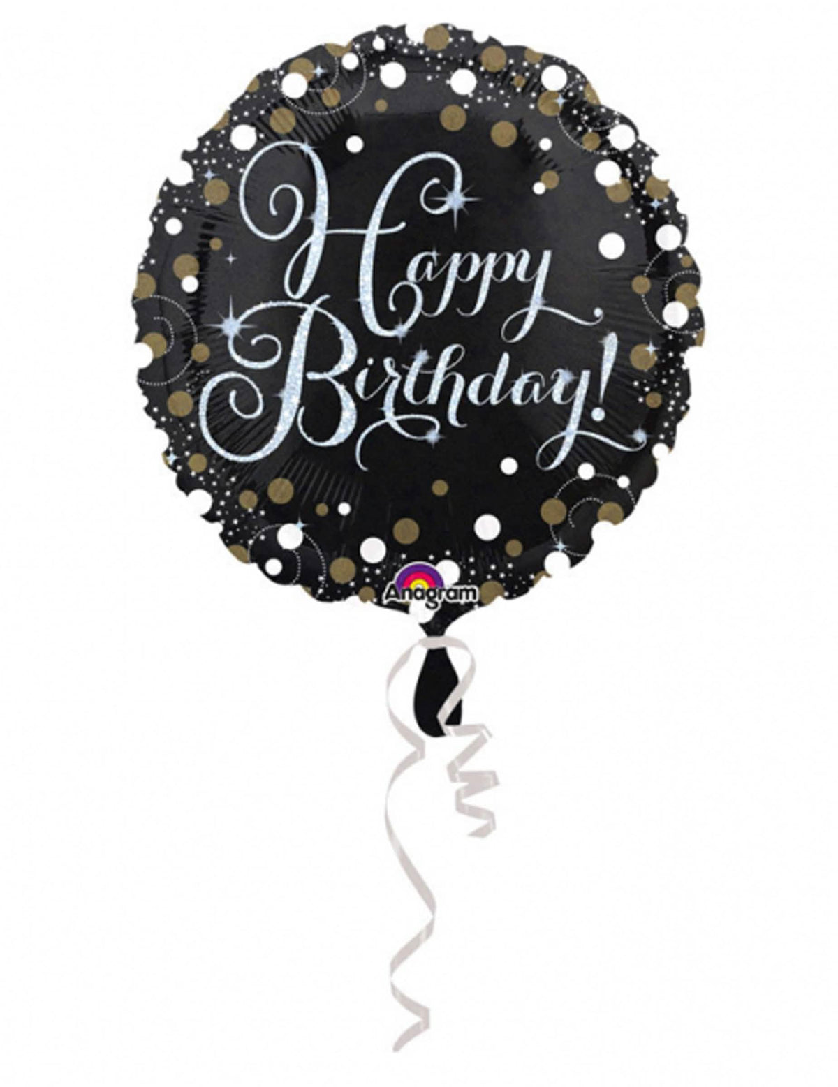 Balon od aluminija Happy Birthday sjajan za rođendan crna i zlatna
