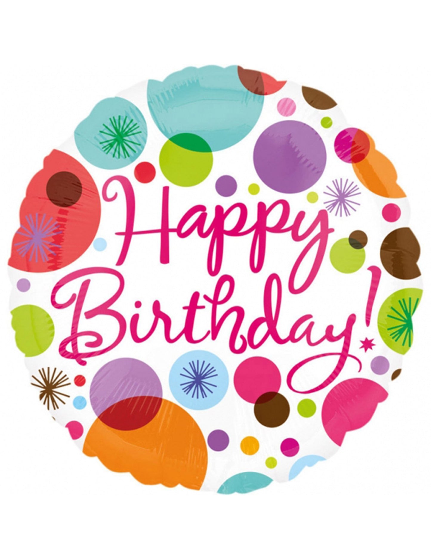 Aluminijski balon happy birthday 43 cm bijeli s točkicama