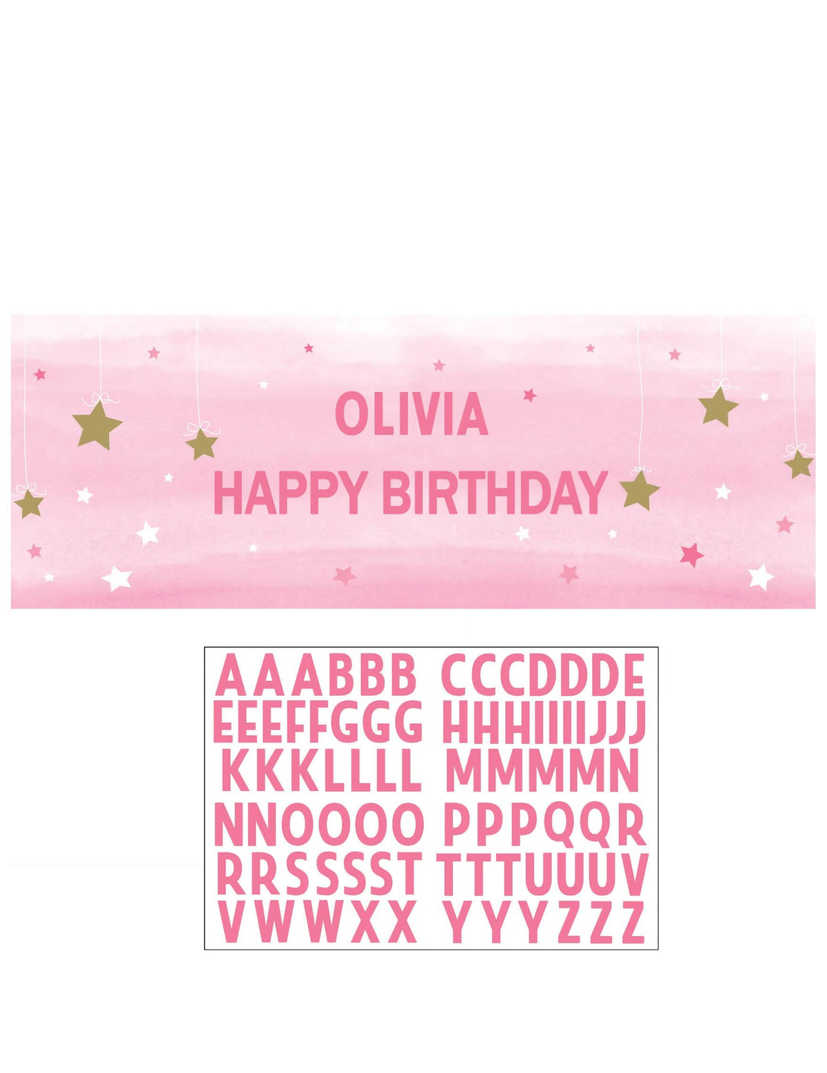Detalj samoljepljivih slova za personalizirani banner za rođendan za dijete