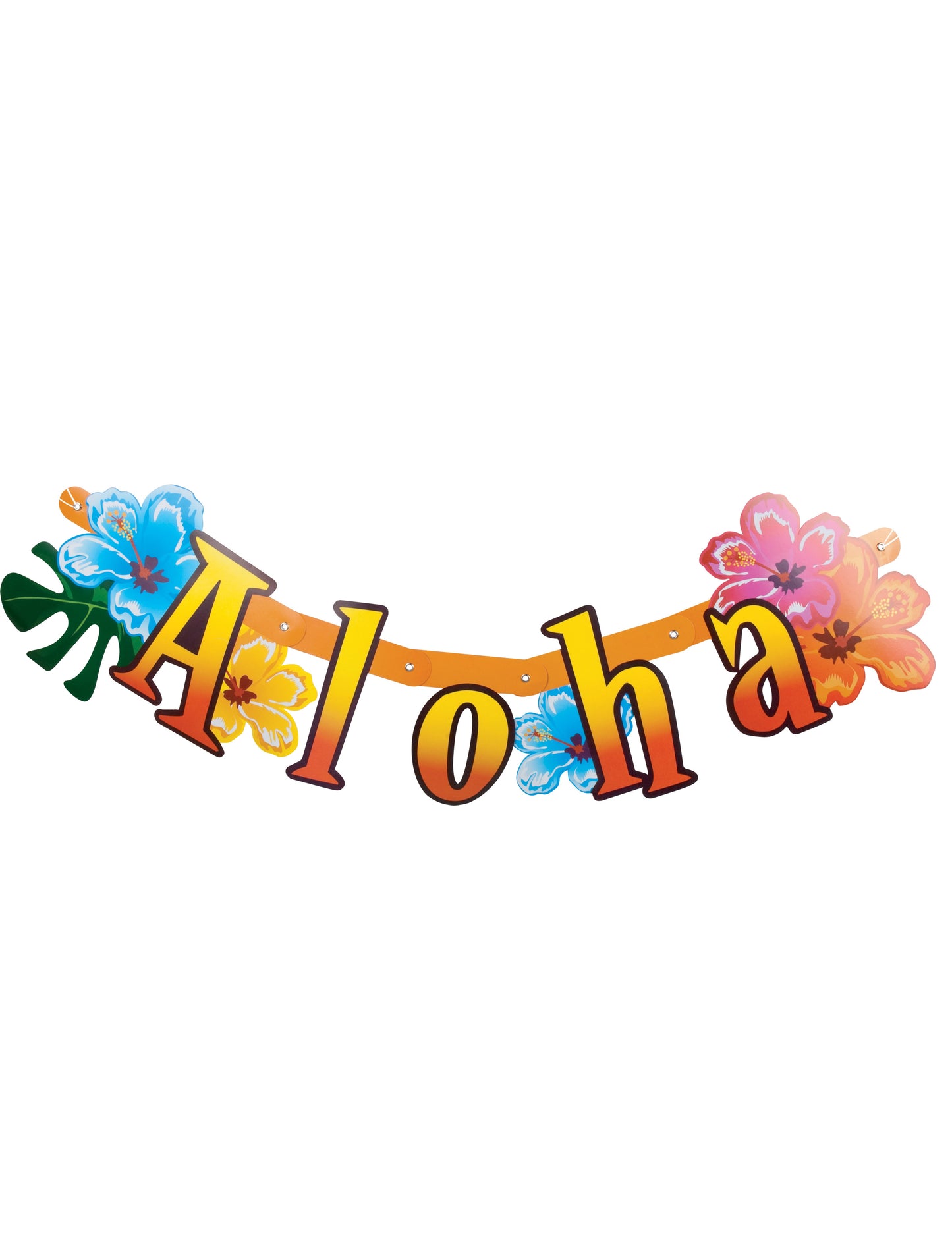 Bannière articulée Aloha Hawaï pour décoration de fête multicolore avec fleurs d'hibiscus