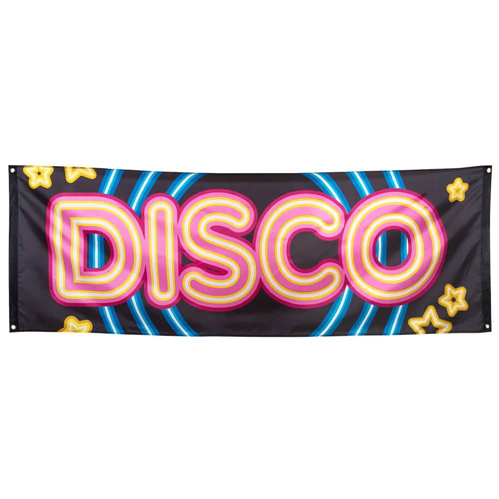Bannière disko Fever za crnu zabavu s roza i žutom tipografijom