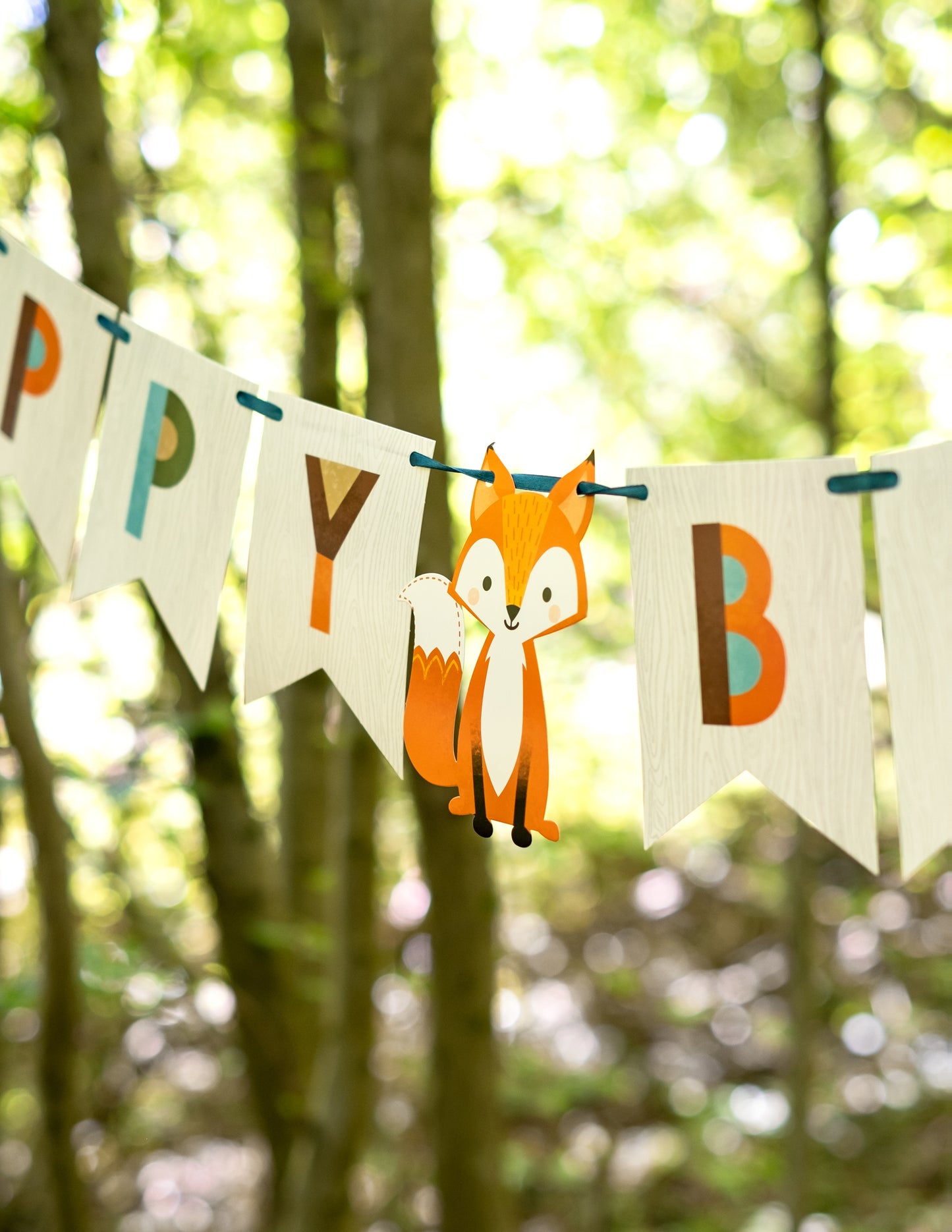 Kartonski baner Sretan rođendan sa šumskim životinjama, 2,4 m