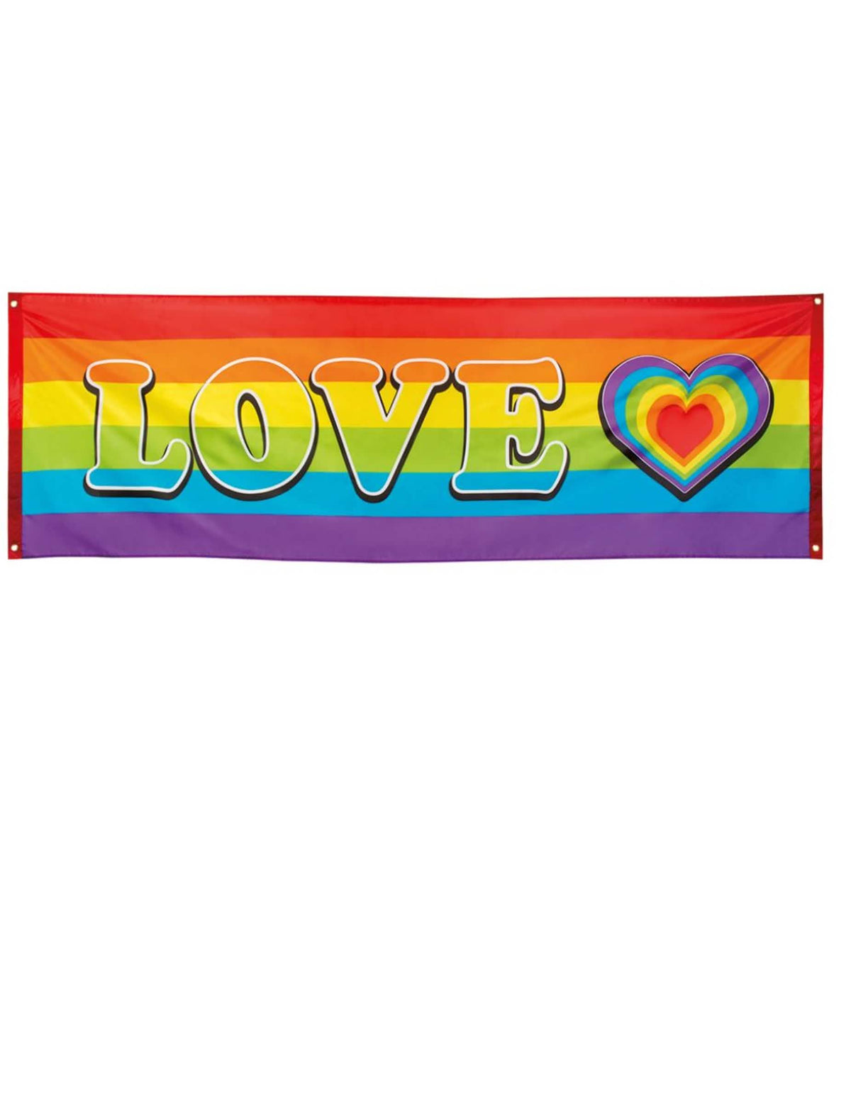 Banderola LOVE višebojno dugina s motivom srca