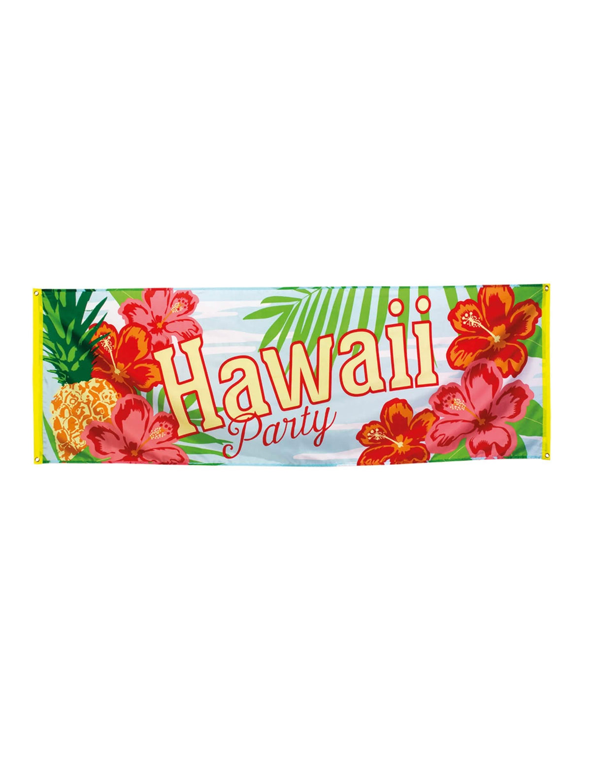 Banner havaji party za zabavu s cvjetovima hibiskusa i ananasom