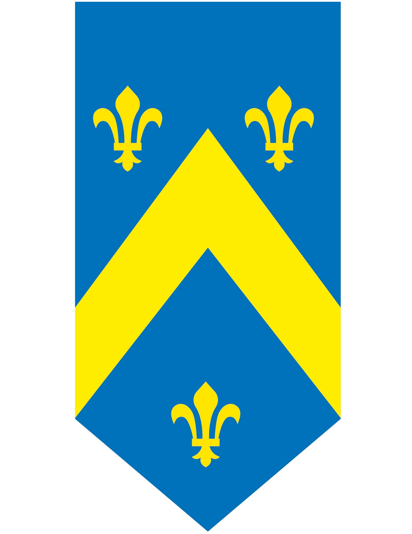 Bannière verticale médiévale bleue 25 x 50 cm fleurs de lys