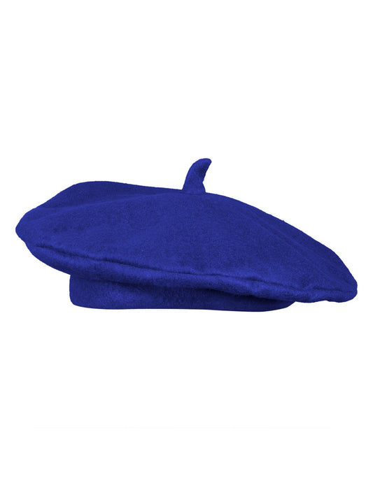 Vue de profil du béret basque pour adulte bleu