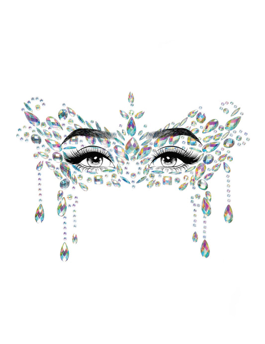 Détail du motif des bijoux pour visage adhésifs loup blanc