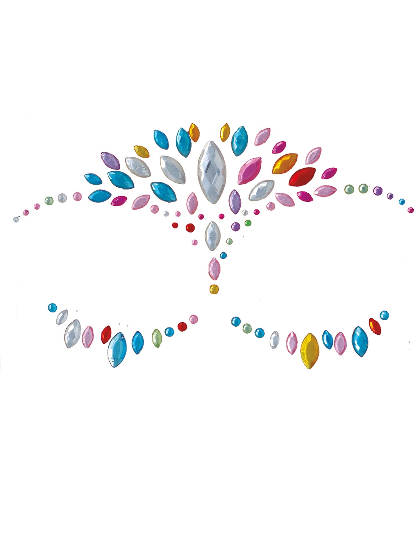 Détail du motif des bijoux pour visage adhésifs multicolores
