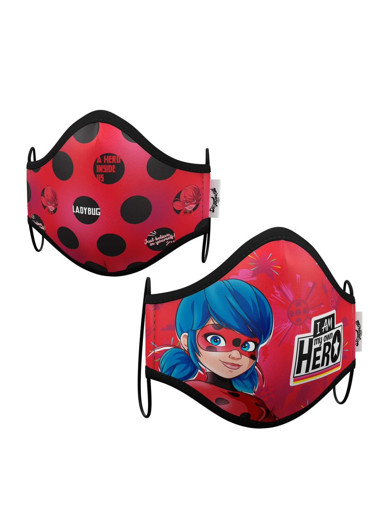 Maske za zaštitu za višekratnu uporabu Ladybug za dijete crvena i crna na točkice