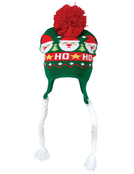 Vue de face du bonnet à pompon Noël