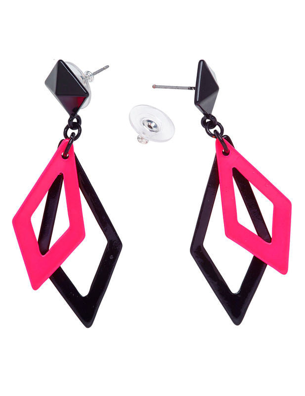 Ženske naušnice s crnim i ružičastim dijamantima