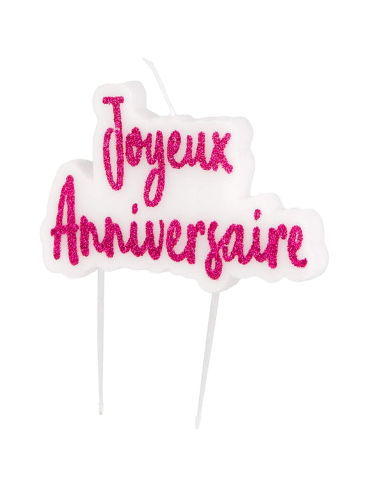 Vue de face de la bougie sur pique Joyeux Anniversaire