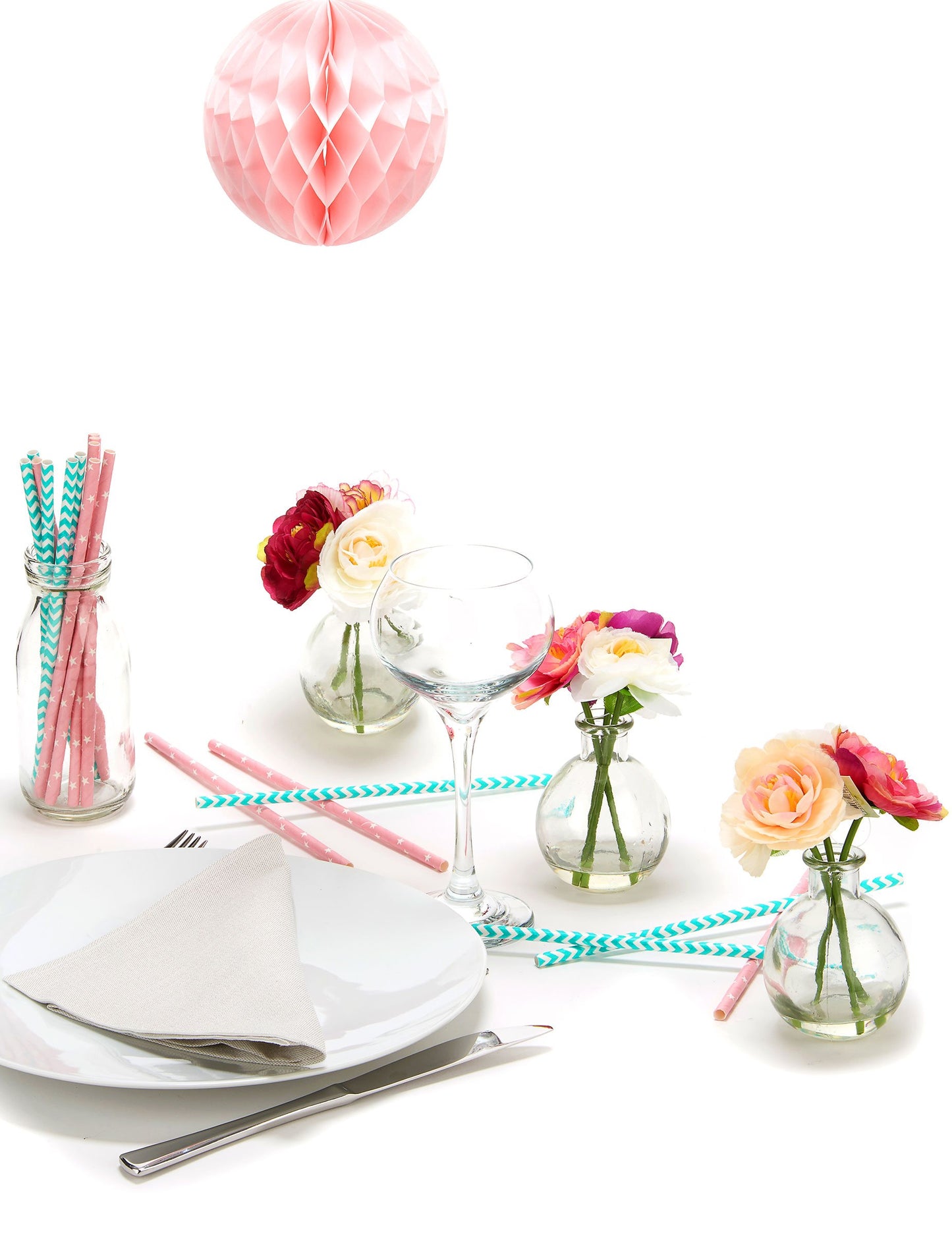 Roza bombon papirnata kugla sćašastog uzorka 12 cm za vješanje