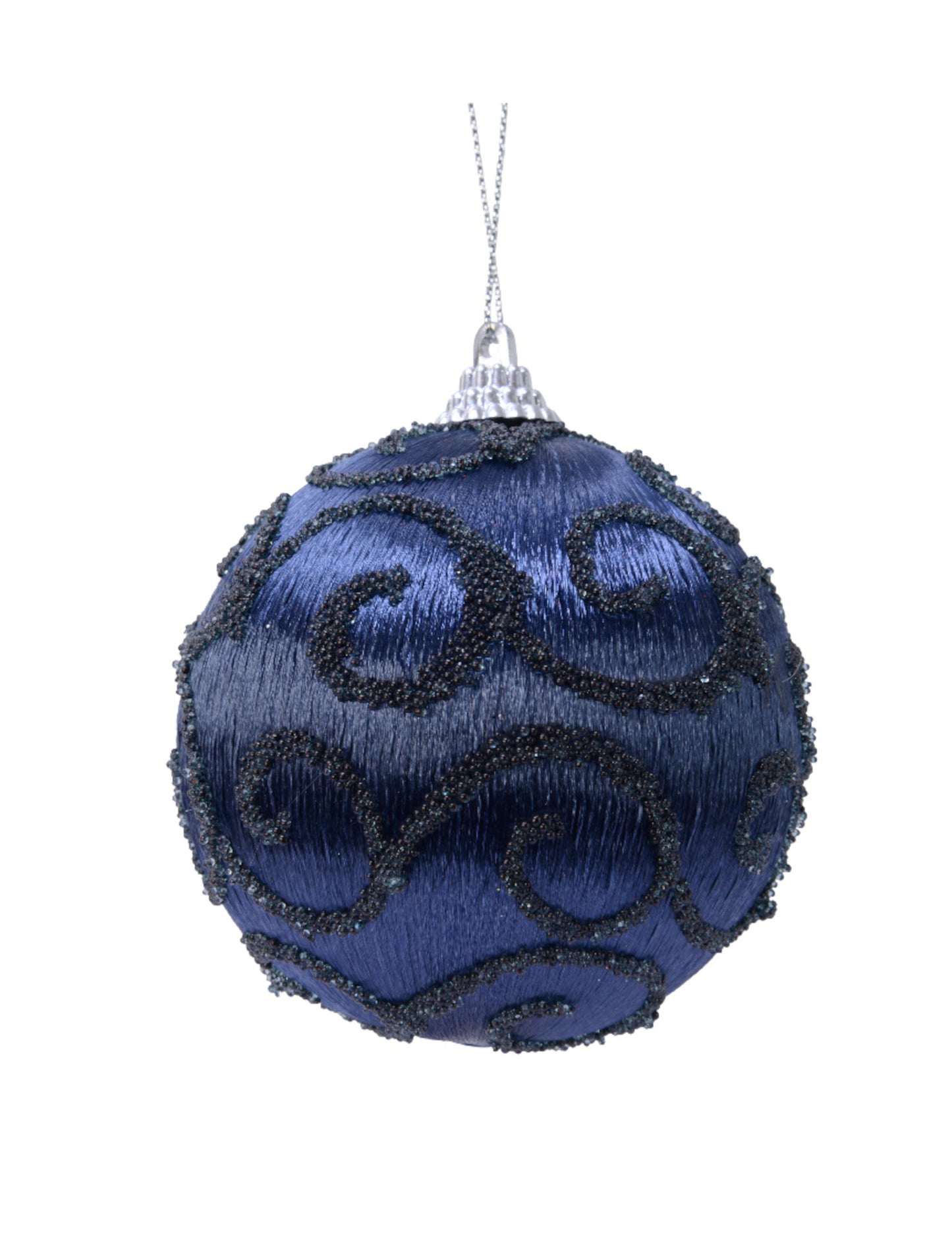 Ponoćno plava kugla za božićno drvce 8 cm šljokičast