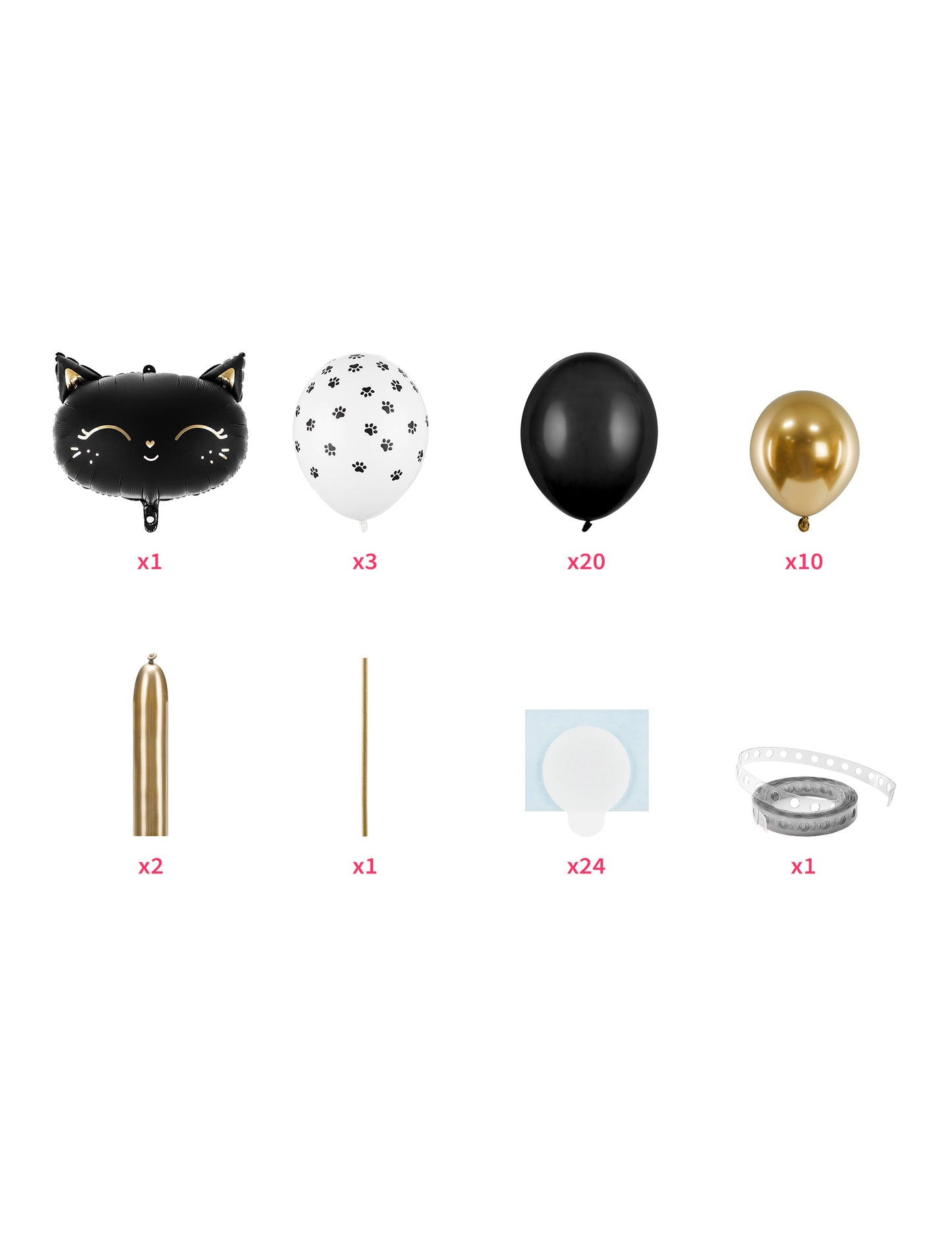 Buket balona crne mačke 140 x 83 cm, Komplet od 61 dijela