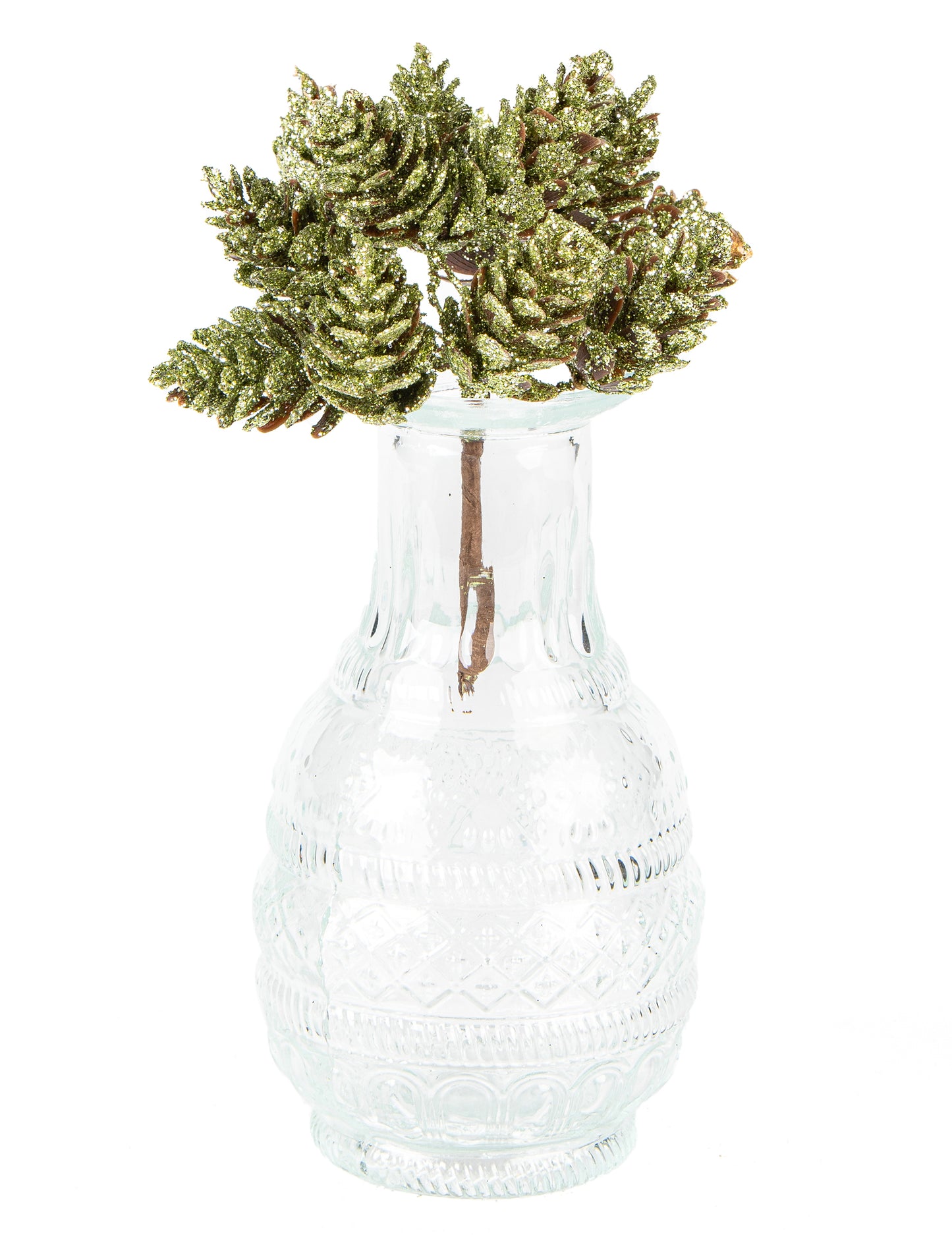 Grana s 12 matiranih zelenih češera, 12,5 cm, božićni ukras