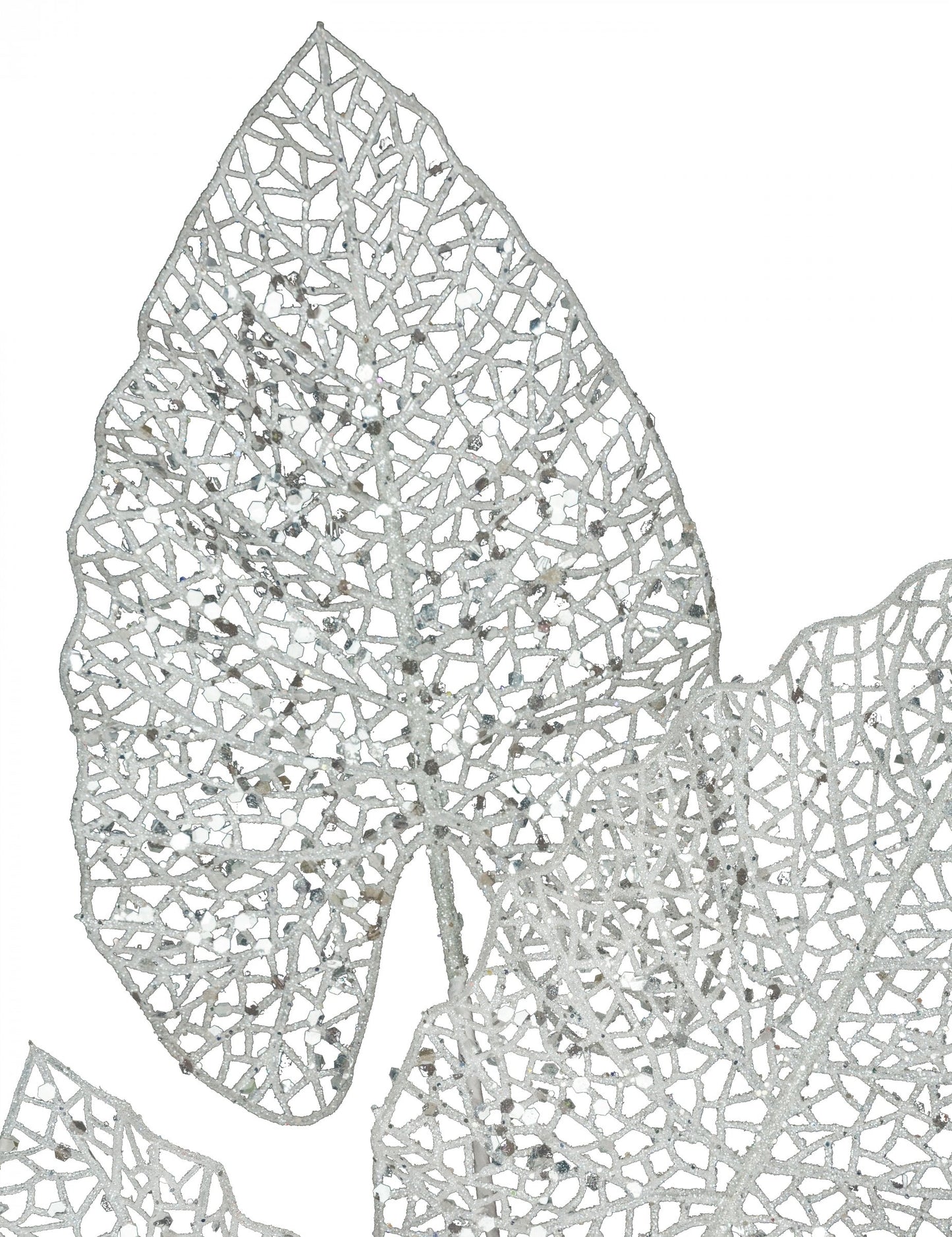 Ukrasna grana 5 bijelih lišća 80 cm