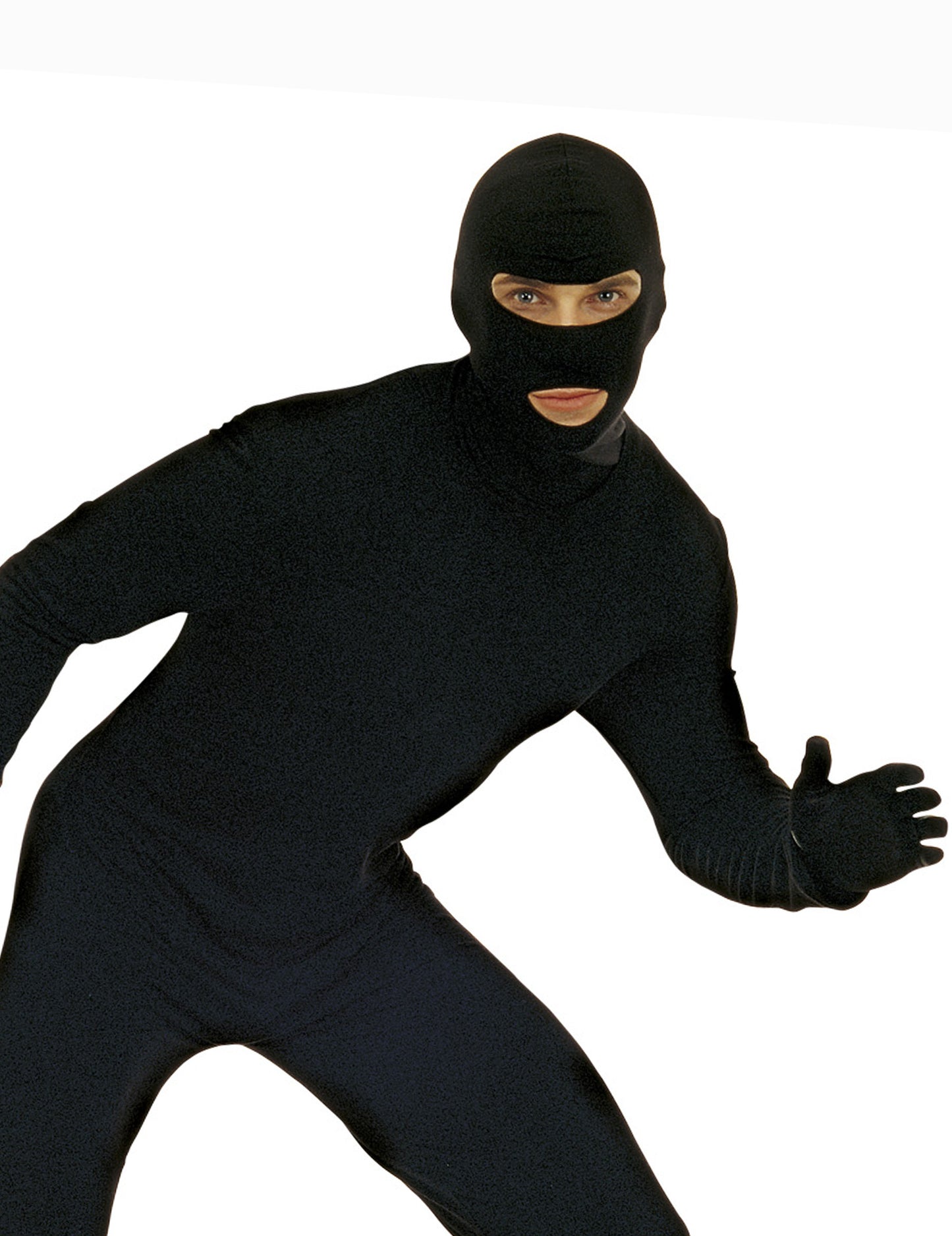 Vue de face de la cagoule noire pour adulte