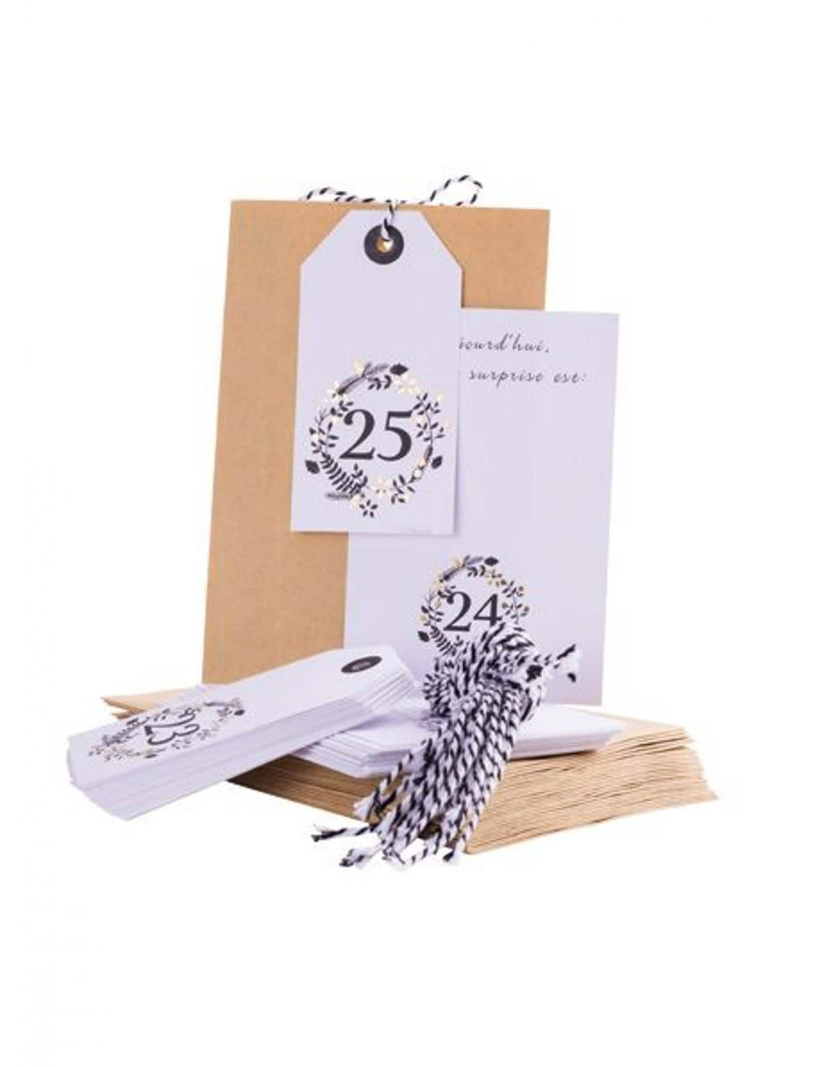 Adventski kalendar lijepi trenuci 25 vrećica za personalizaciju kraft i bijela