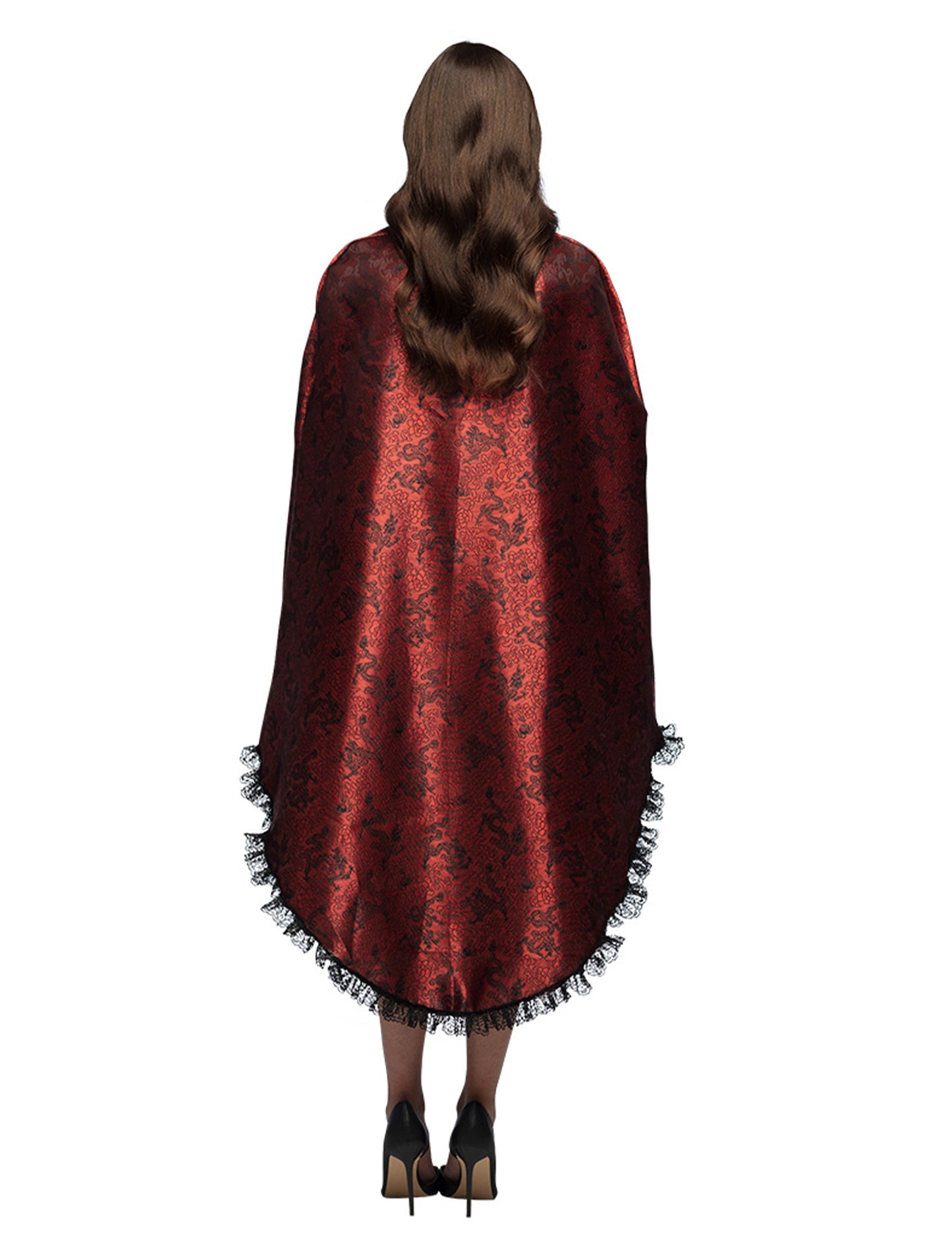 Crveni vampirski ogrtač s odraslom čipkom