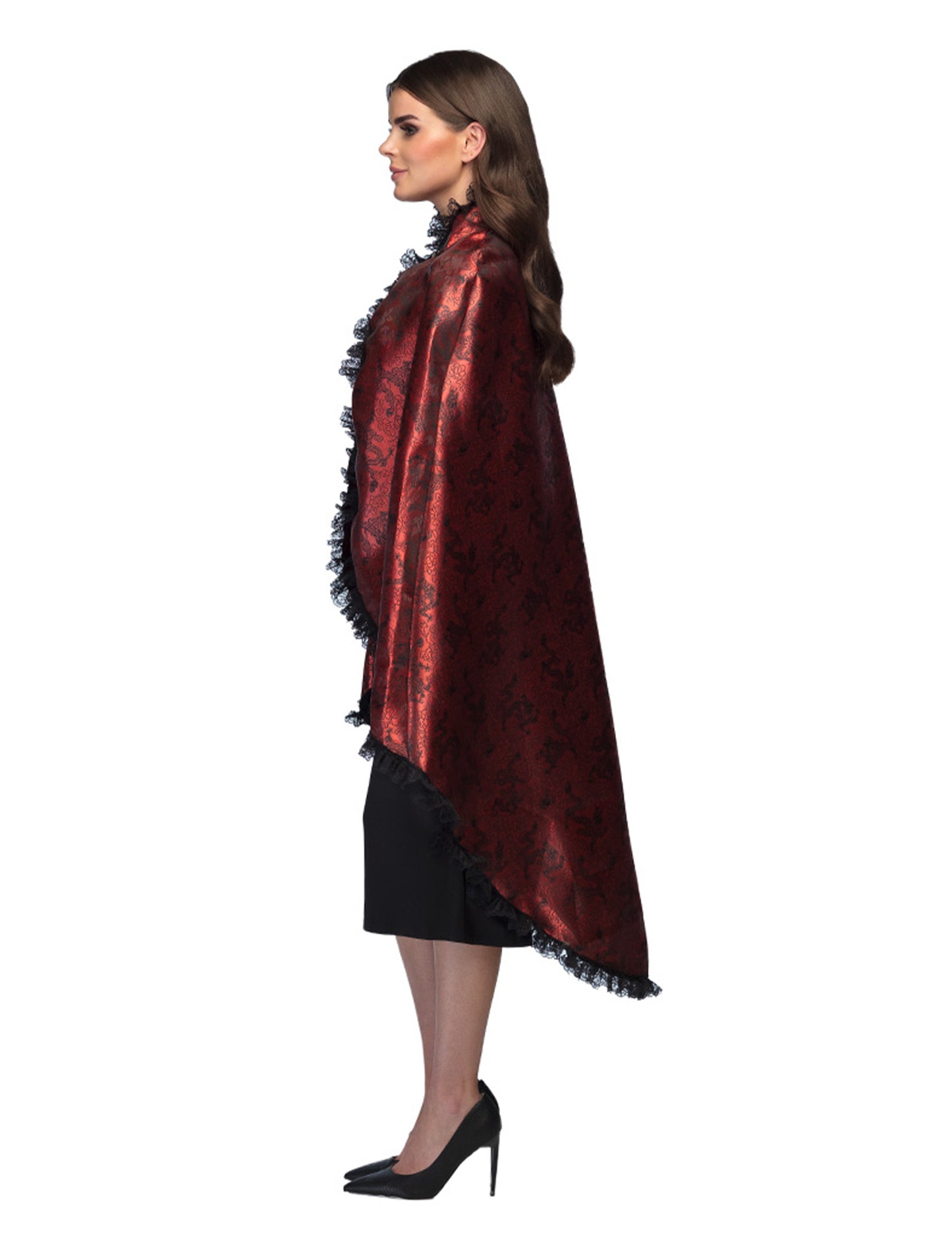 Crveni vampirski ogrtač s odraslom čipkom