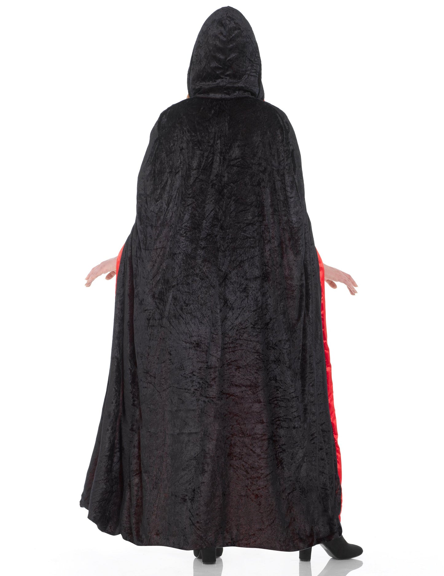 Duga reverzibilna crna i crvena luksuzna ogrtač za odrasle