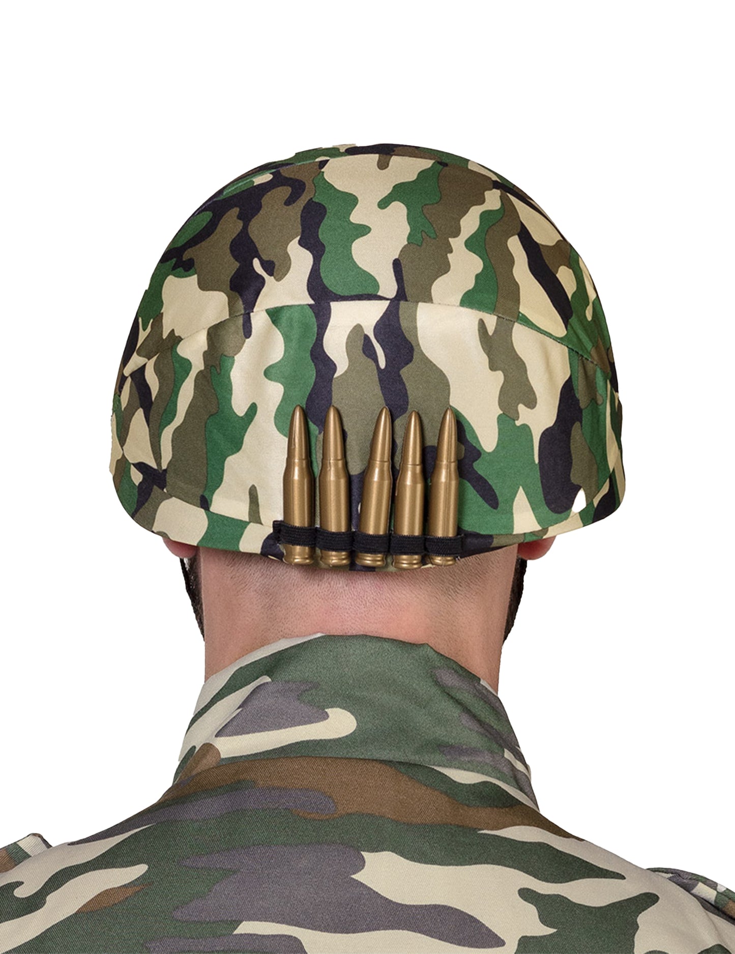 Vue de dos du casque militaire imprimé camouflage