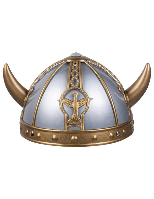 Détail de l'emblème frontal du casque viking pour enfant