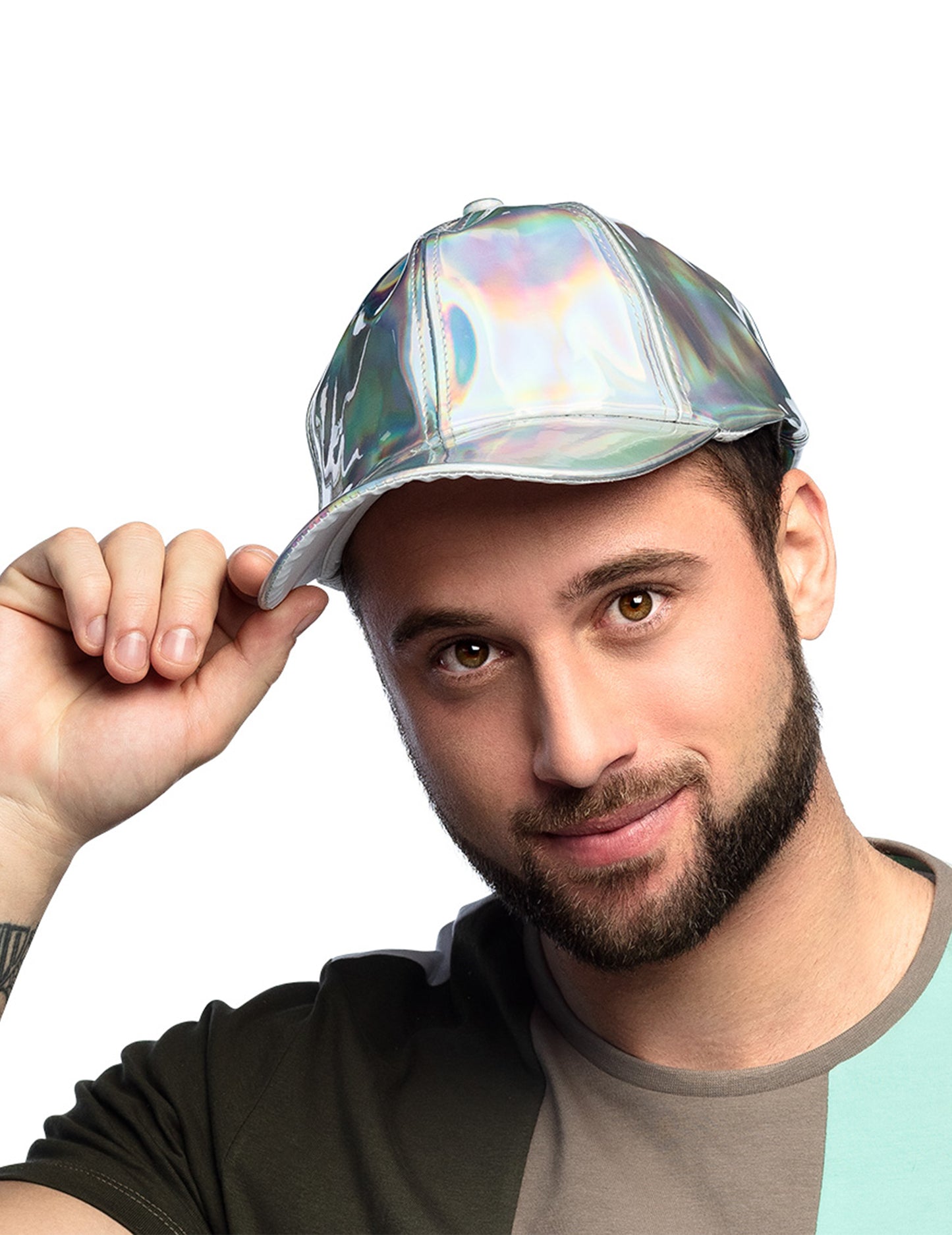 Odrasli iridescentni srebrni kape